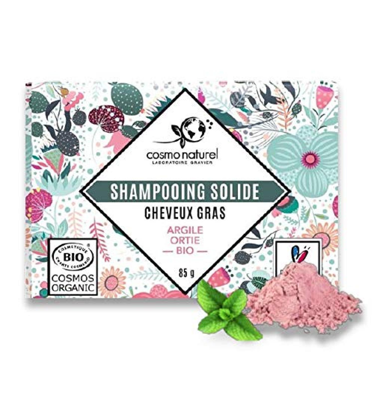 Organic solid shampoo for oily hair 85G made in France by Gravier laboratories - With clay and organic nettle extract. Limit excess sebum and cleanse the scalp - Buy Online on GoSupps.com