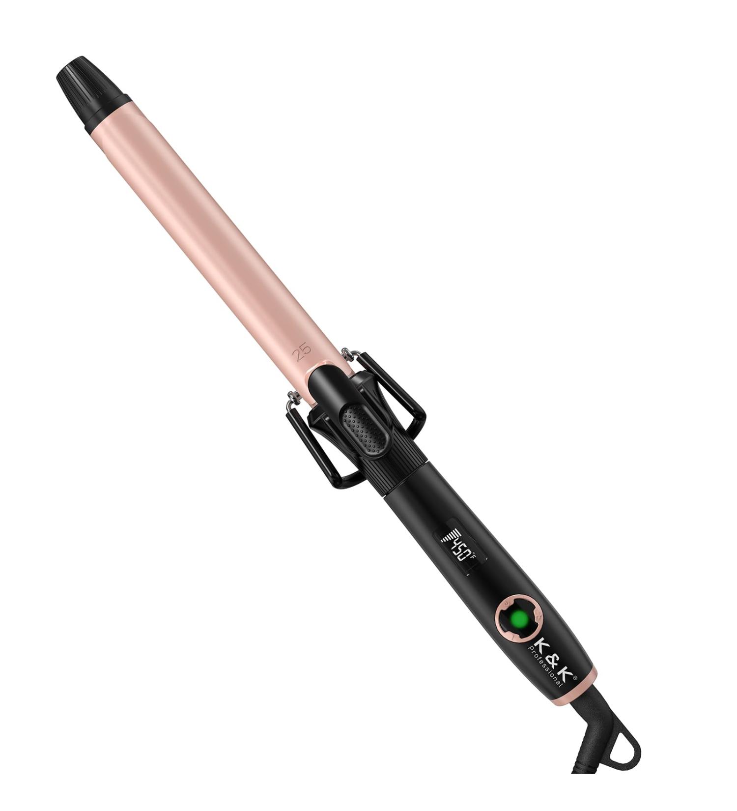 Professional 1 Inch Rose Gold Curling Iron - Tourmaline Ceramic Hair Curler Dual Voltage 450 F Auto Off - Perfect for Travel - Buy Online on GoSupps.com