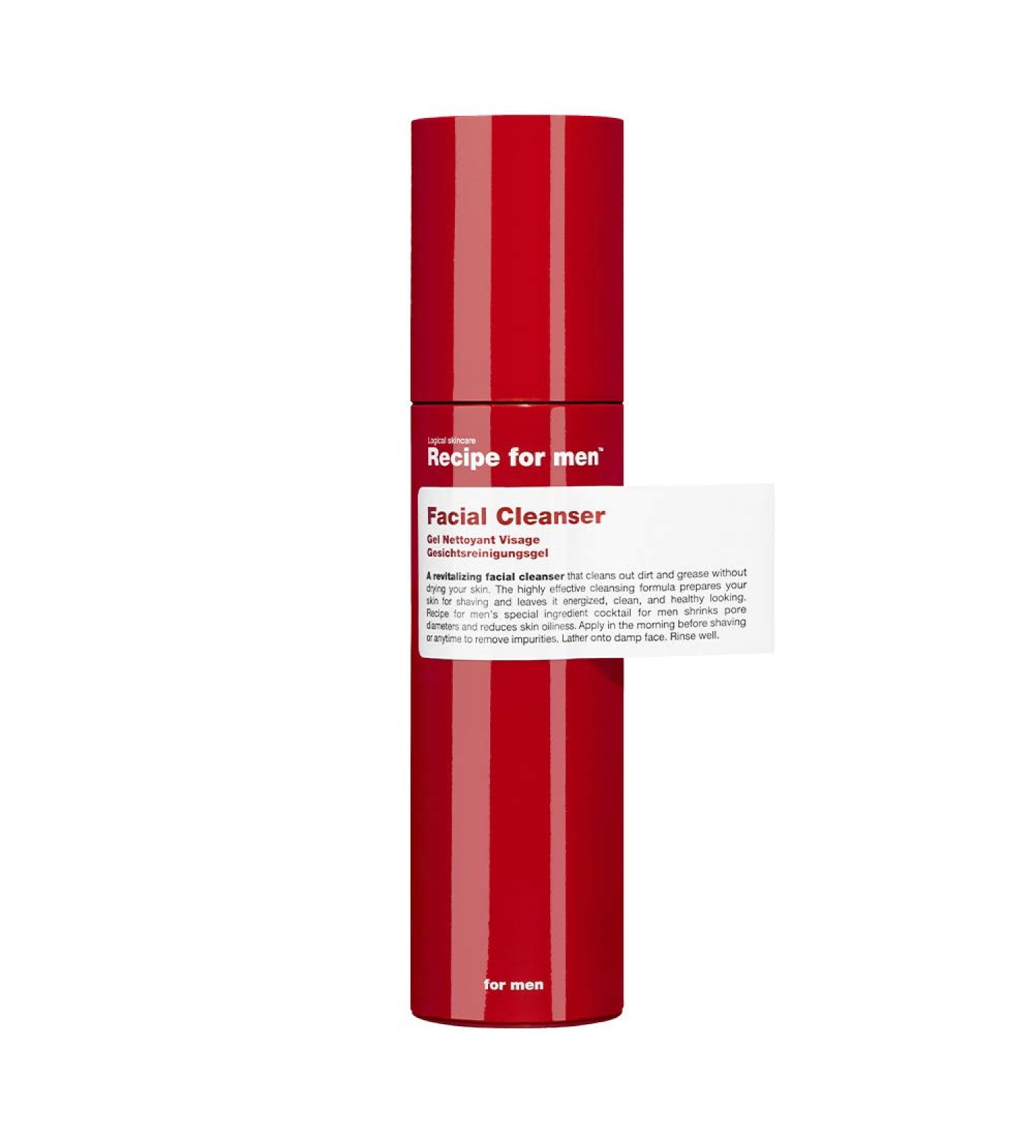 RECIPE FOR MEN Revitalizing Facial Cleanser: Effective Men's Formula with Sebustop Sea Plant Extract & Minerals 100% Vegan - 100 ml - Buy Online on GoSupps.com