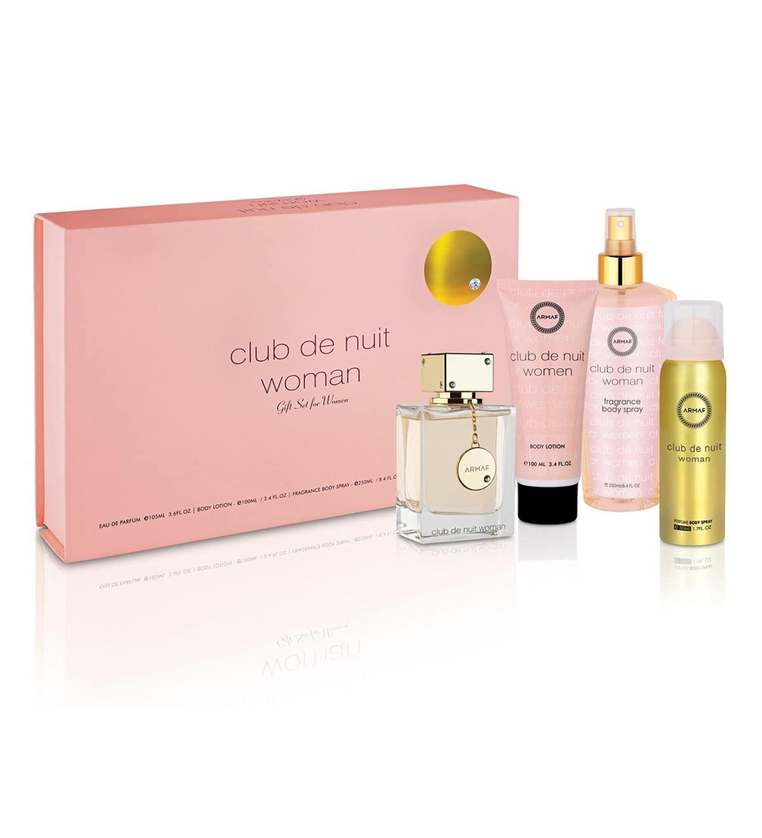 Armaf Club De Nuit for Women 4-Piece Set (3.6 Eau De Parfum + 3.4 Body Lotion + 1.7 Body Spray + 8.4 Body Mist) 4.23 Fl Oz (Pack of 4)