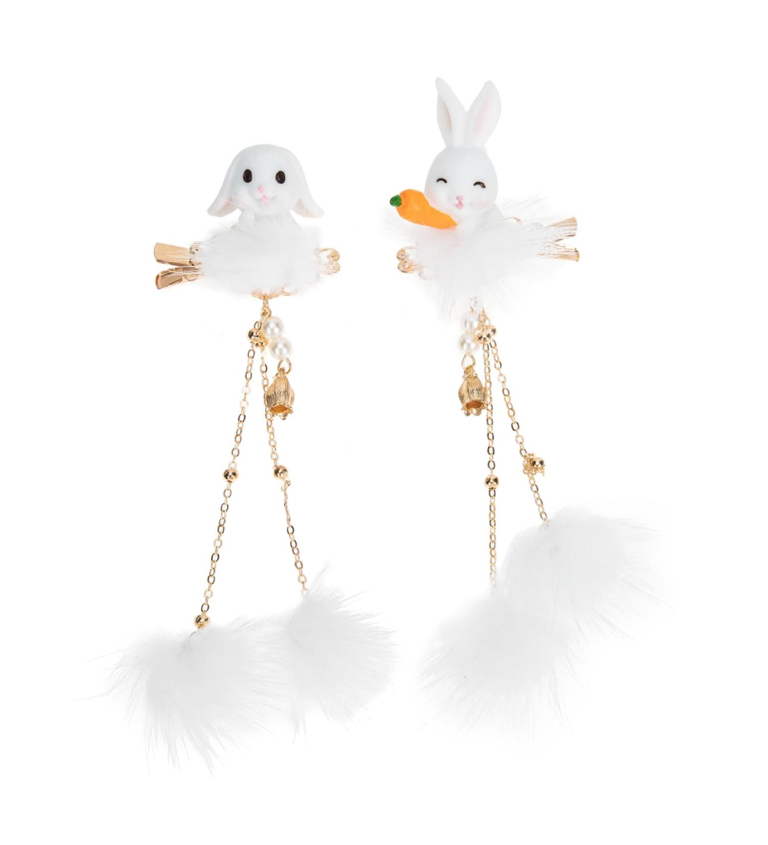 minkissy 1 Pair Hanfu Hairpin Hair Accessories for Bride Faux Fur Hair Clips Girls Hair Clips Headpiece for Bride Furry Balls Hair Clips Bride Headpiece Hair Pin Plush Rabbit Side Clip - Buy Online on GoSupps.com