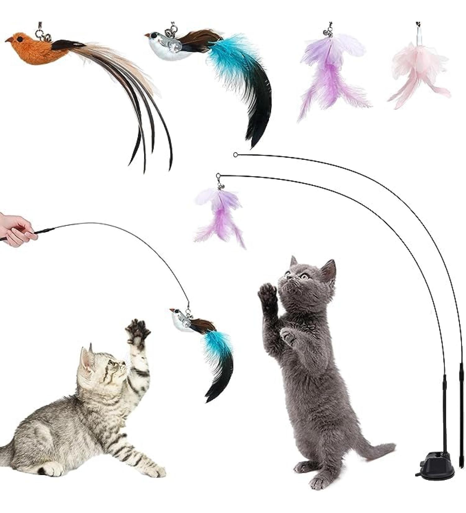 Caliyo Interactive Cat Toys with Suction Cup | Funny Birds & Feathers | Intelligence Toys for Cats - Buy Online on GoSupps.com