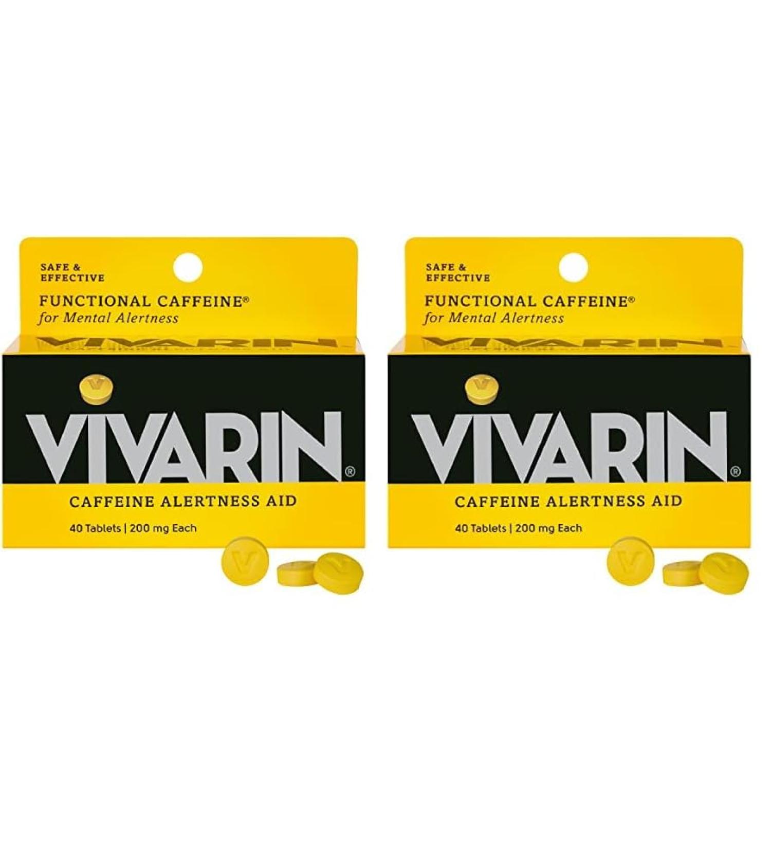 Vivarin Caffeine Pills - 200mg Energy Supplement 40 Tablets (Pack of 2) | Stay Awake Safely No Sugar or Calories - Buy Online on GoSupps.com