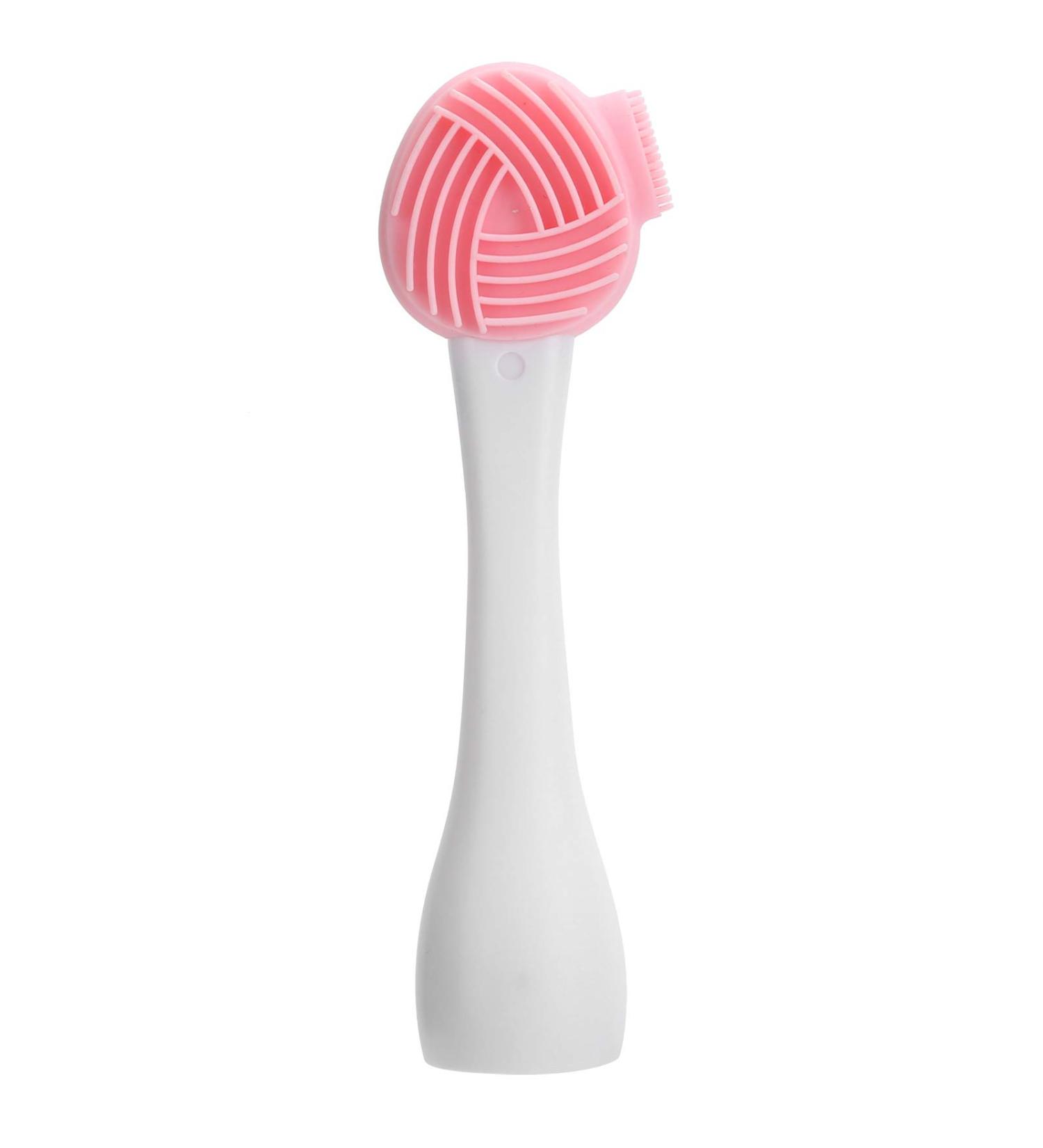 Food Grade Silica Gel Deep Cleansing Face Brush Silicone Face Brush for Facial (Pink and White Single Head) - Buy Online on GoSupps.com