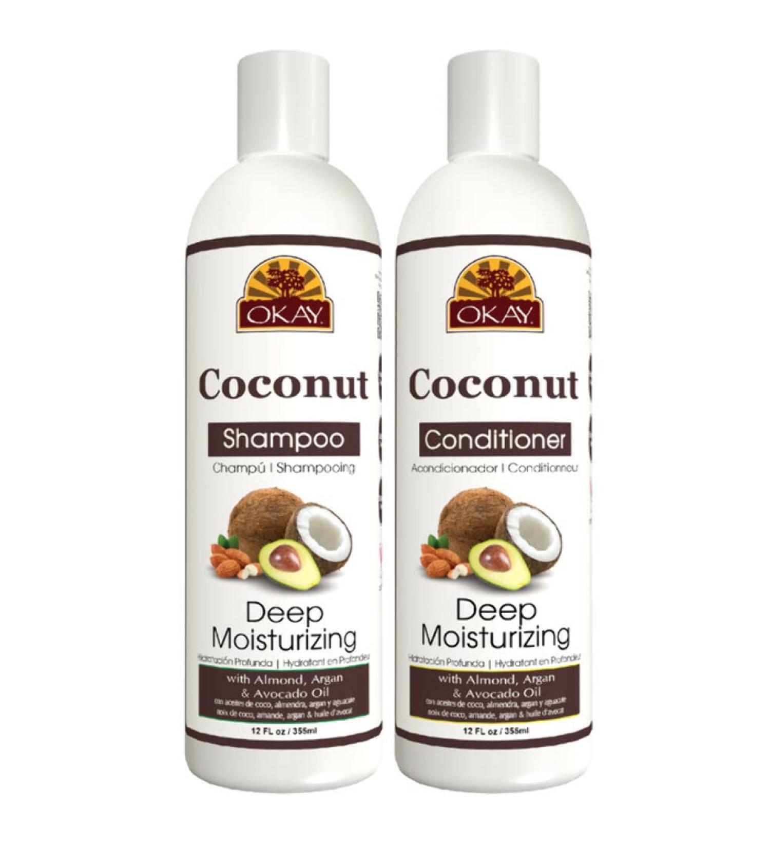 OKAY Coconut Hair Care Set - Deep Moisturizing Shampoo & Conditioner (2 x 12 Oz) | International Shipping - Buy Online on GoSupps.com