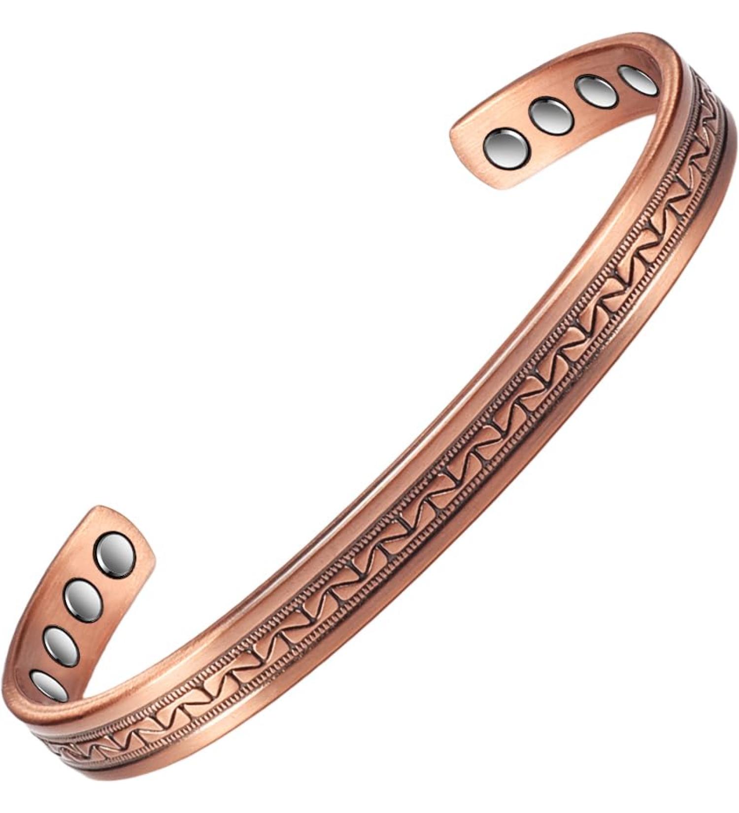 Pure Copper Bracelet for Men & Women - 6 Magnetic Design 16cm - Perfect Gift for Women - Buy Online on GoSupps.com