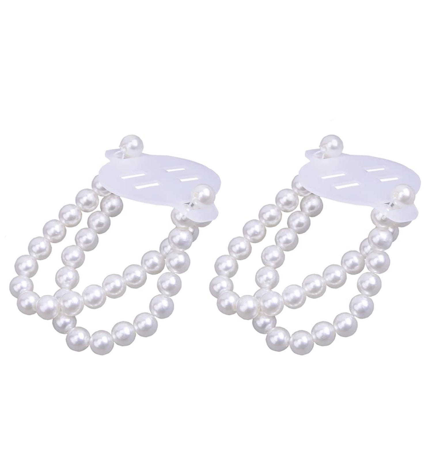 2PCS Pearl Wrist Corsage Bands Wedding Wrist Corsages Bracelets DIY Accessories for Prom Hand Flowers Beach Part Wedding Party Bride Bridesmaid