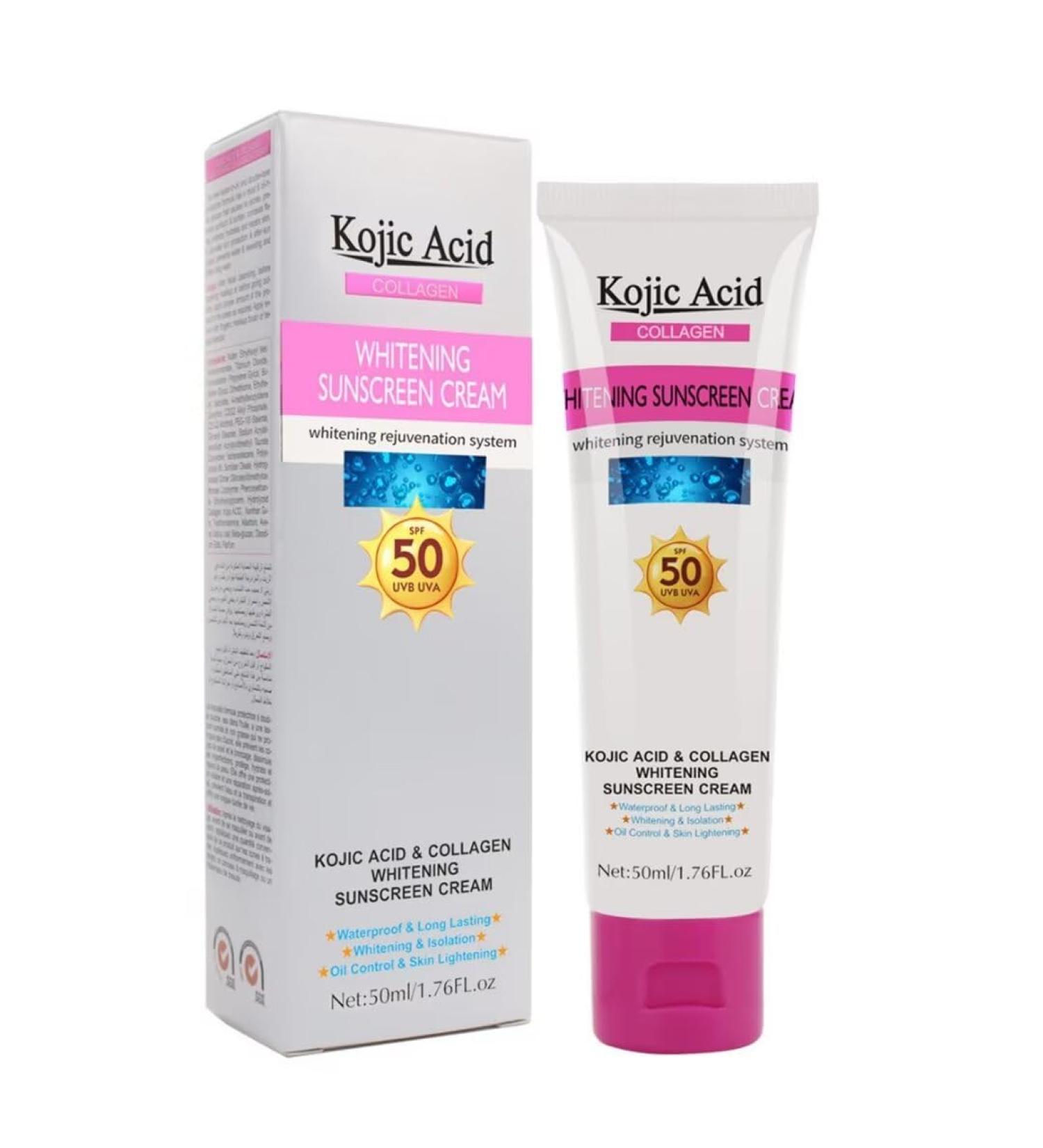 Relief Sun Organic Sunscreen SPF50 - Lightweight Oil-Free Kojic Acid & Collagen Face Cream for Acne Prone Skin - Non-Greasy Moisturizer for Face & Body (50ml - Buy Online on GoSupps.com