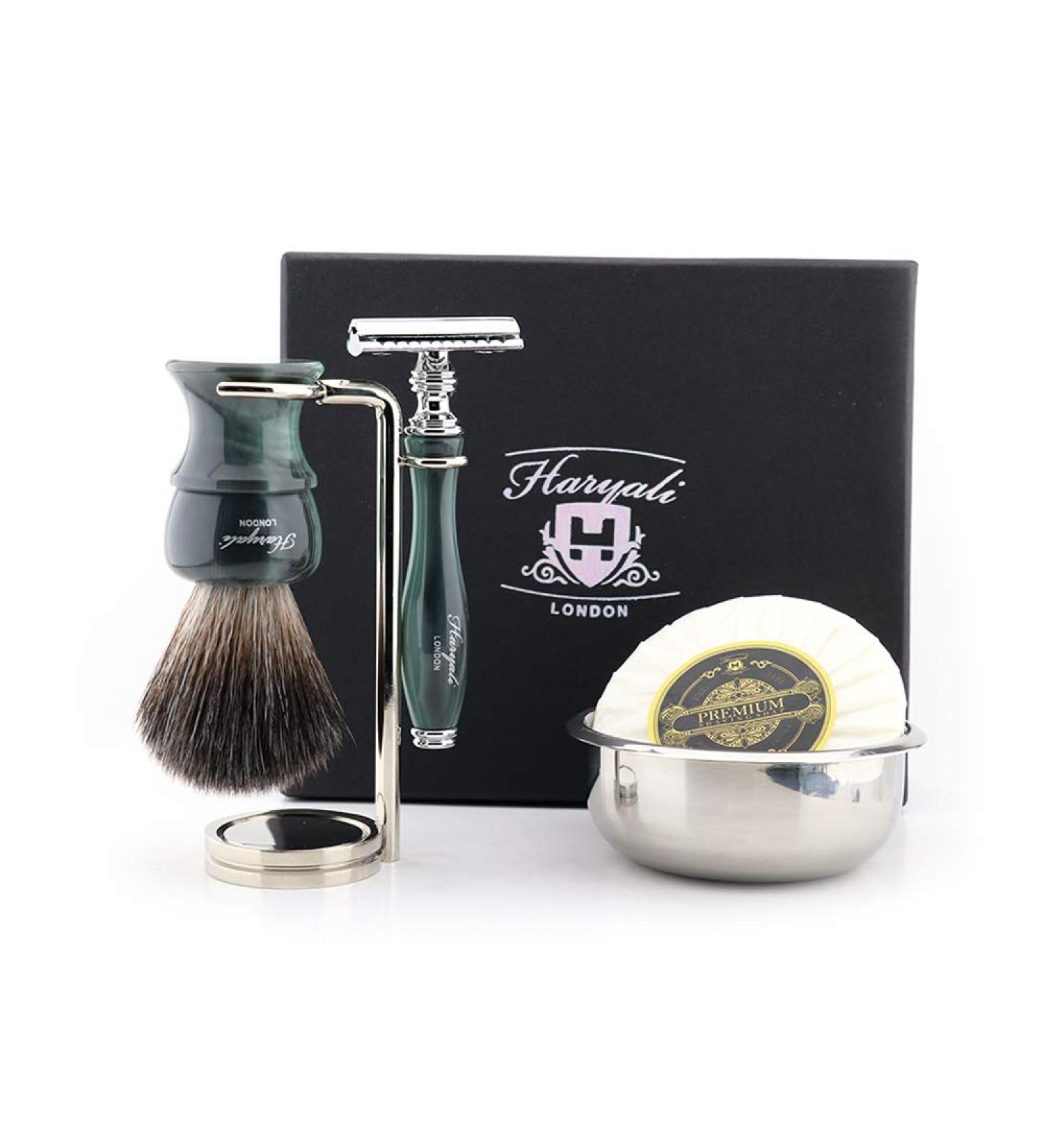 Buy Haryali London Men's Shaving Set | Double-Edged Safety Razor Synthetic Brush Stand Bowl & Soap - International Shipping Available - Buy Online on GoSupps.com