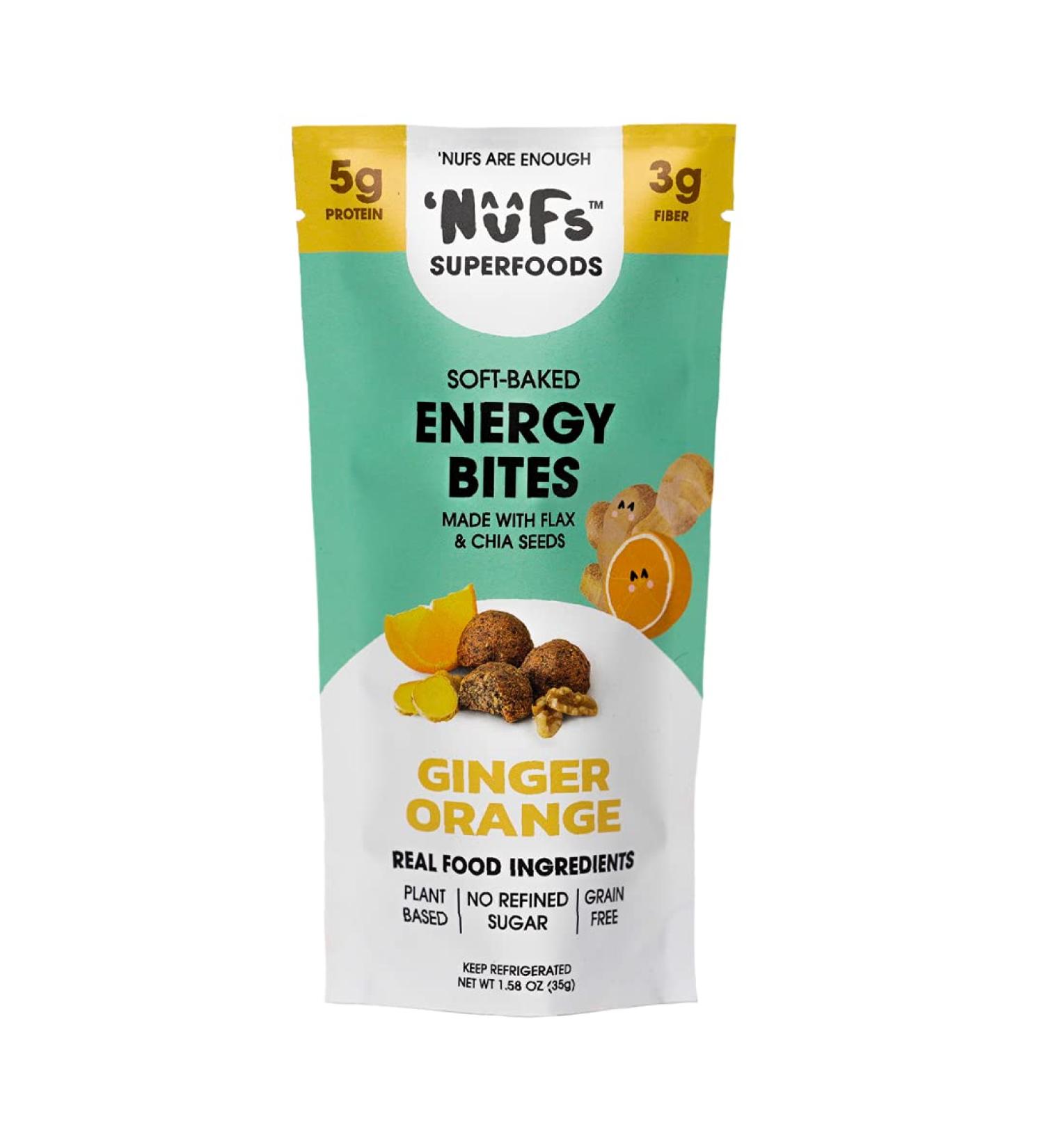 NUFS Superfood Bites - Ginger Orange 10 Pack - Whole Food Low Carb Low Sugar Keto & Paleo Friendly Vegan Energy Bites Made Fresh & Shipped Direct - Buy Online on GoSupps.com