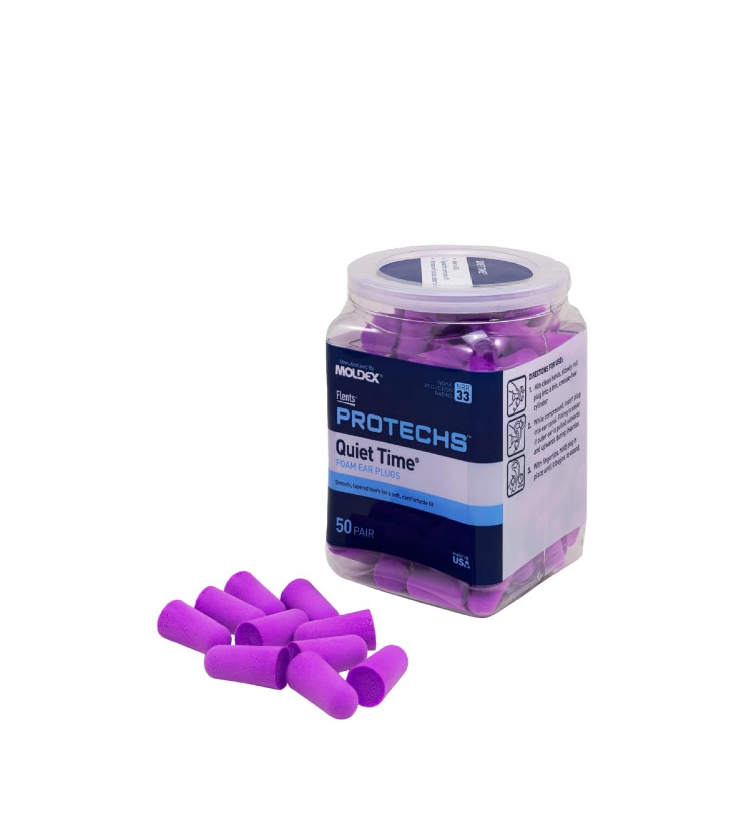 Flents Foam Ear Plugs 50 Pair - NRR 33 for Sleeping, Snoring, Traveling - Purple - Made in USA - Buy Online on GoSupps.com