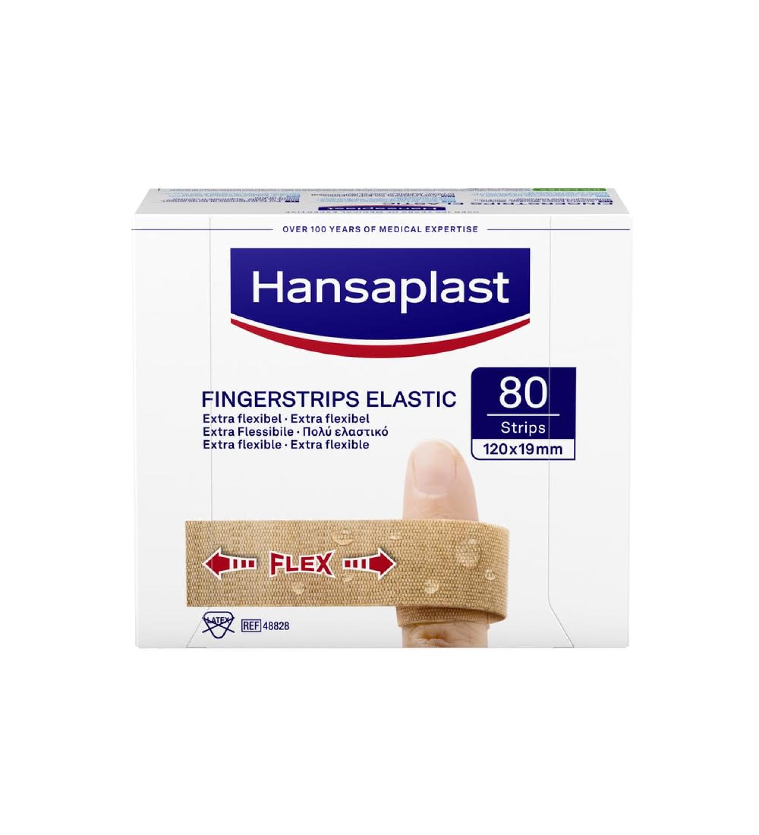 Hansaplast elastic finger strips plaster (80 strips) extra long wound plaster especially for wounds on the fingers flexible and breathable finger plasters