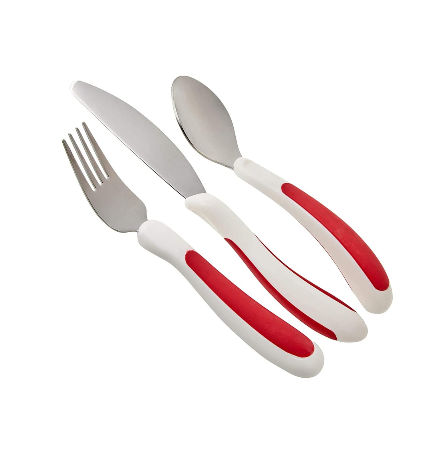 NRS Healthcare M99680 Kura Care Adult Cutlery Set - Red/White - Buy Online on GoSupps.com