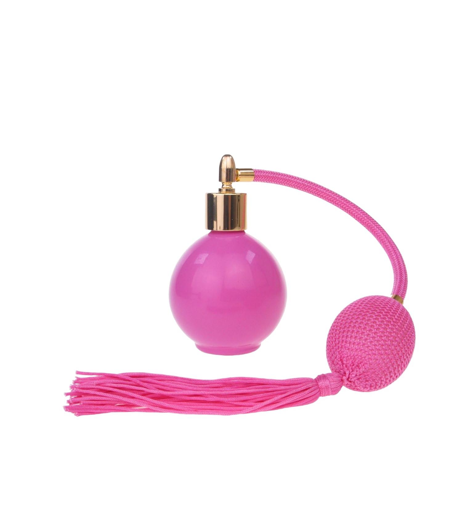 Pink Gloss 78ml Round Perfume Bottle Atomizer Pink Pump Tassel. Filling Funnel & Gift Box Included (GF)
