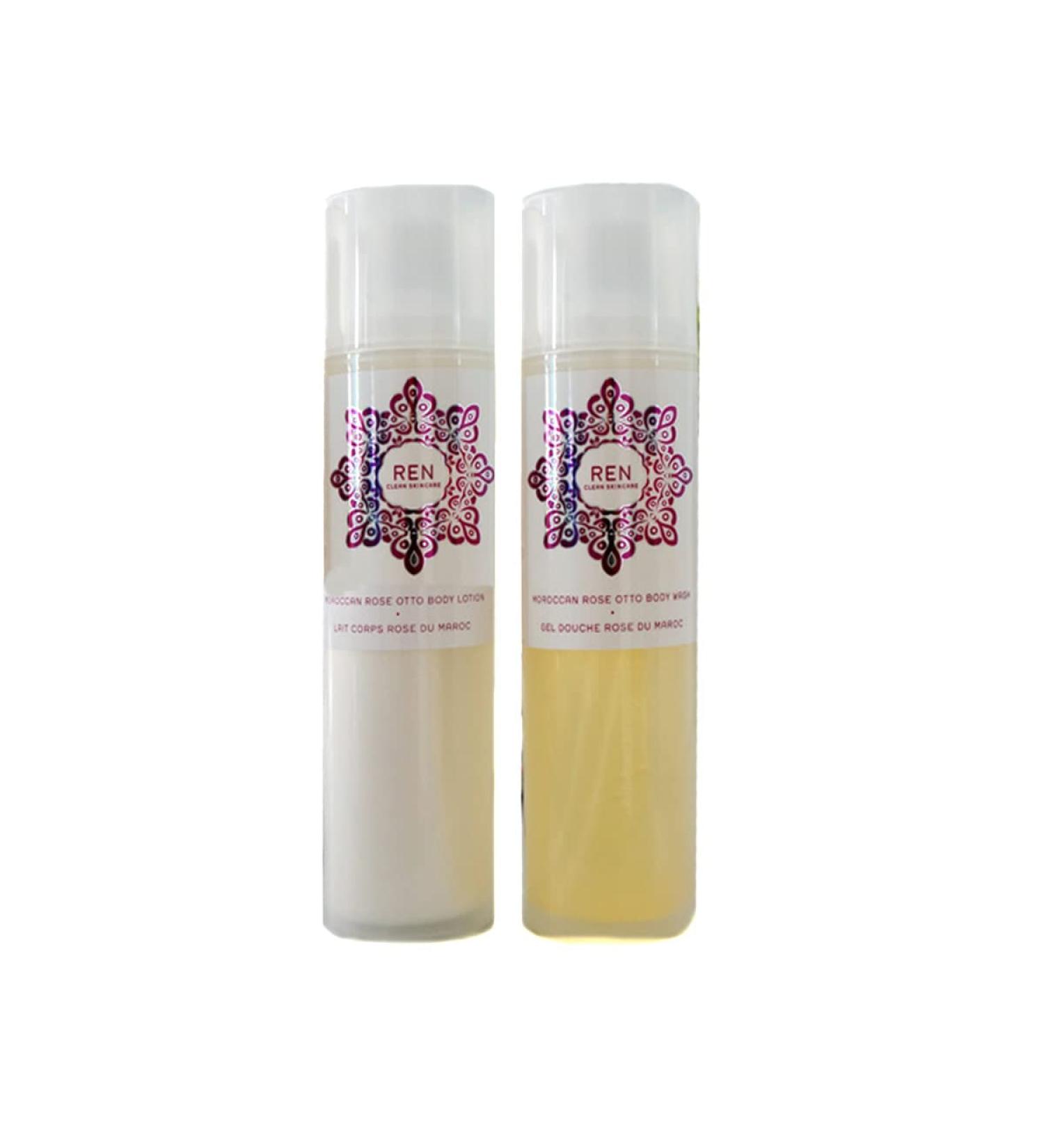 REN SKINCARE Body Bliss Rose Duo Set (Moroccan Rose Otto Body Wash, 200 ml + Body Lotion, 200 ml), 400 ml