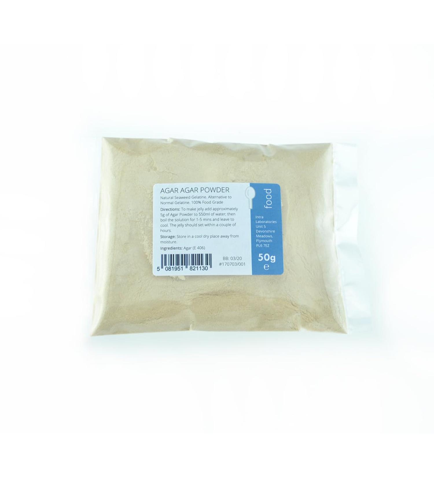Intralabs - Agar Agar powder 50g - Food Grade. Vegan Gelatine