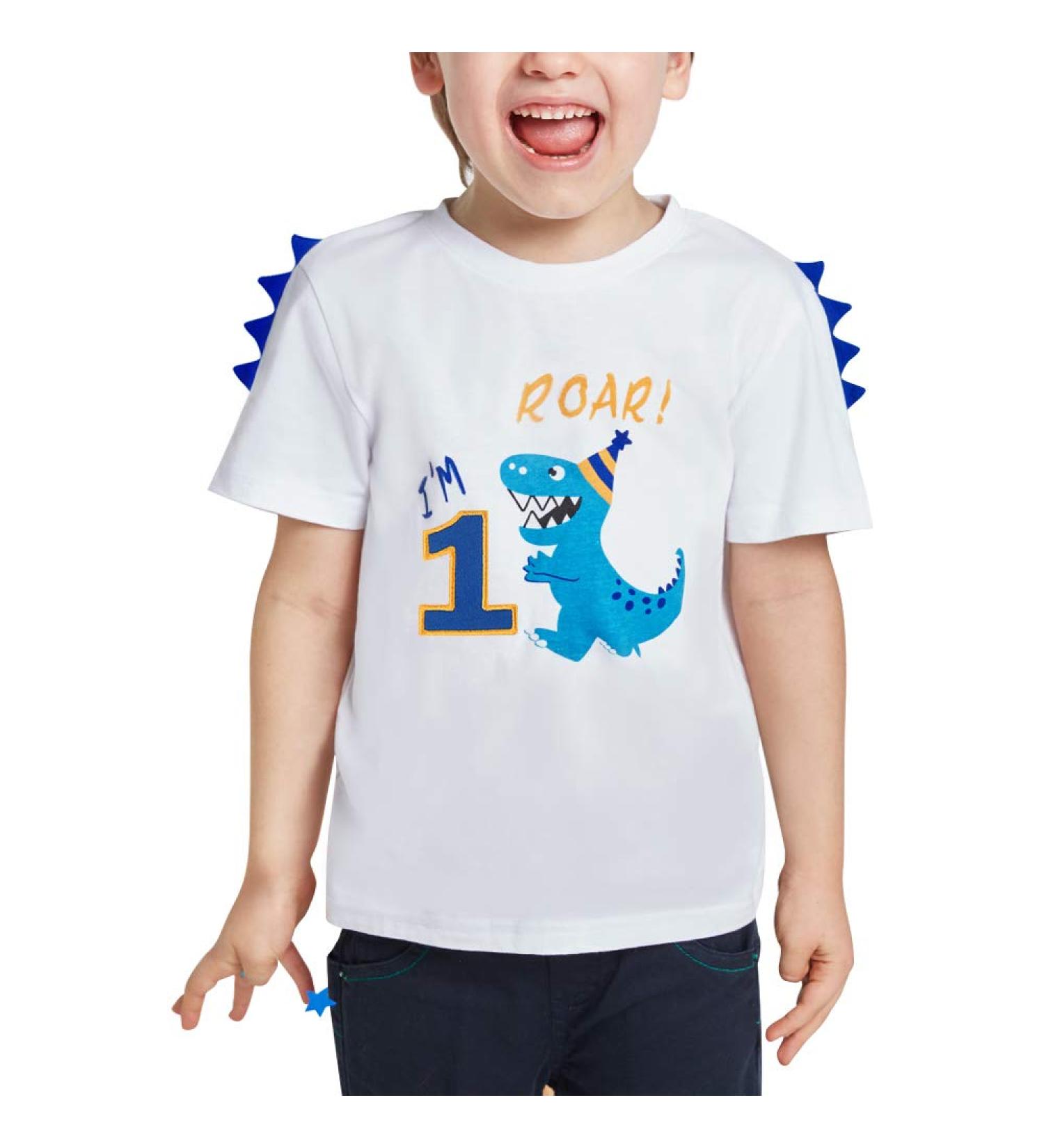 AMZTM Dinosaur Birthday T Shirt for Baby Boys - Party Supplies & Gift (80 White) - Buy Online on GoSupps.com