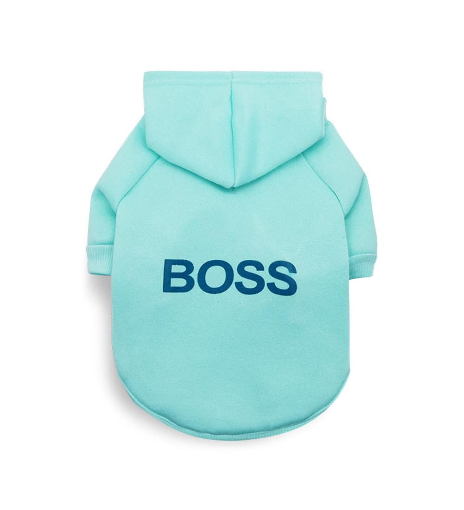 LtuzPet Dog Hoodie with Boss Print Soft Fleece Warm Dog Jacket Green Large