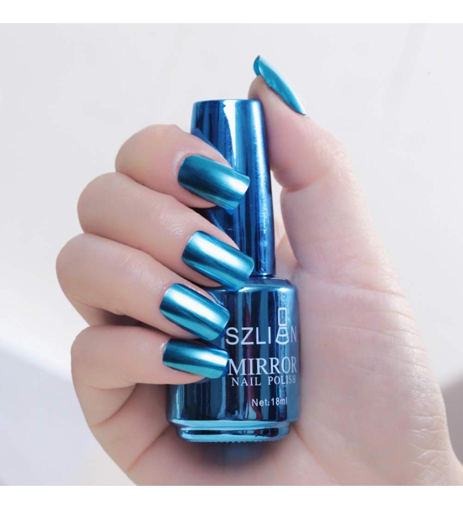 Wishwin Mirror Effect Nail Polish 8 Color UV LED Metallic Shiny Metal Nail Art Gels Nail Art Tool 18ml - Buy Online on GoSupps.com