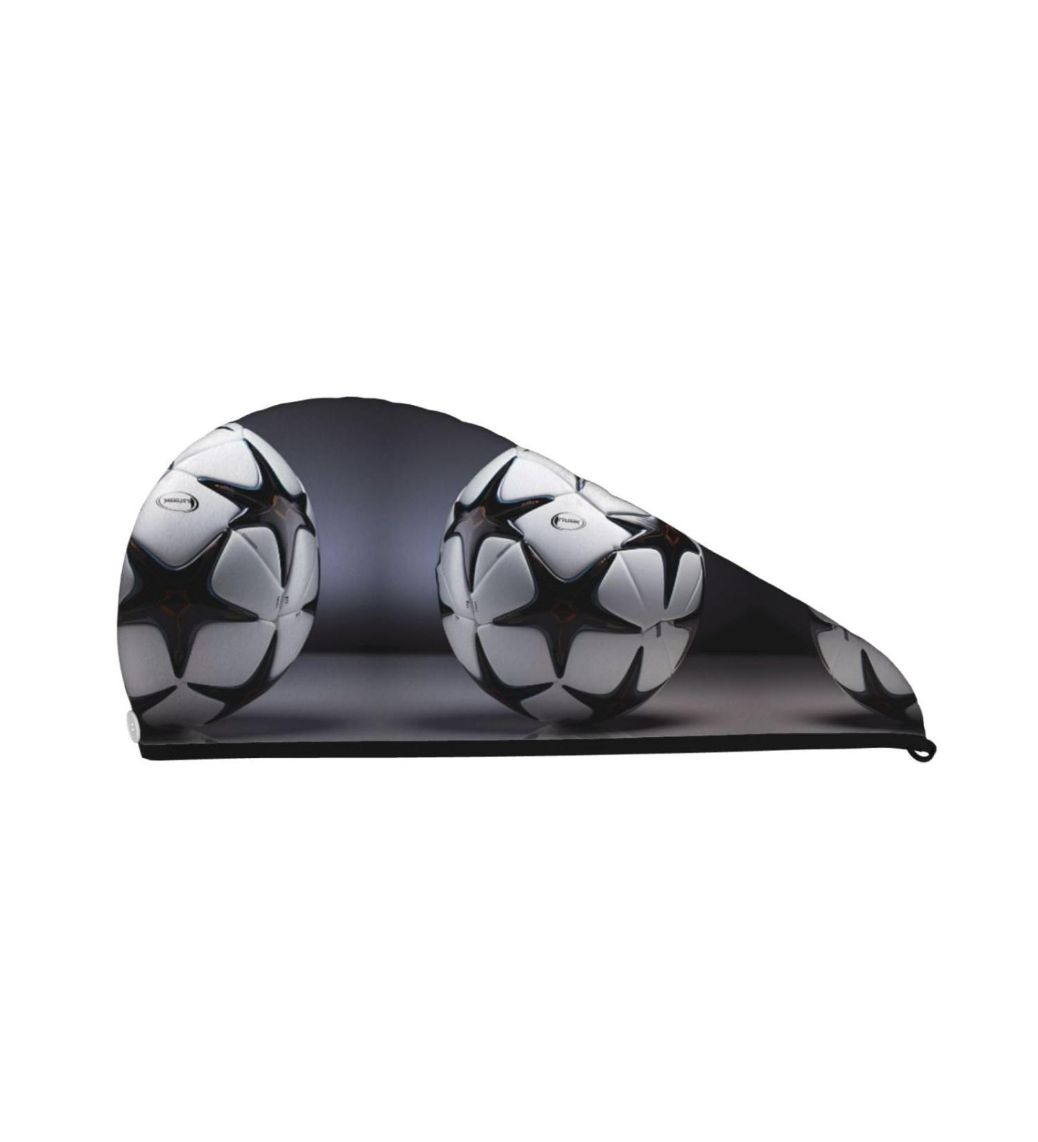 Black & White Football Dry Hair Cap - Super Absorbent Elastic Wrap for Long Thick Hair - Quick Dry for Girls & Women - Buy Online on GoSupps.com