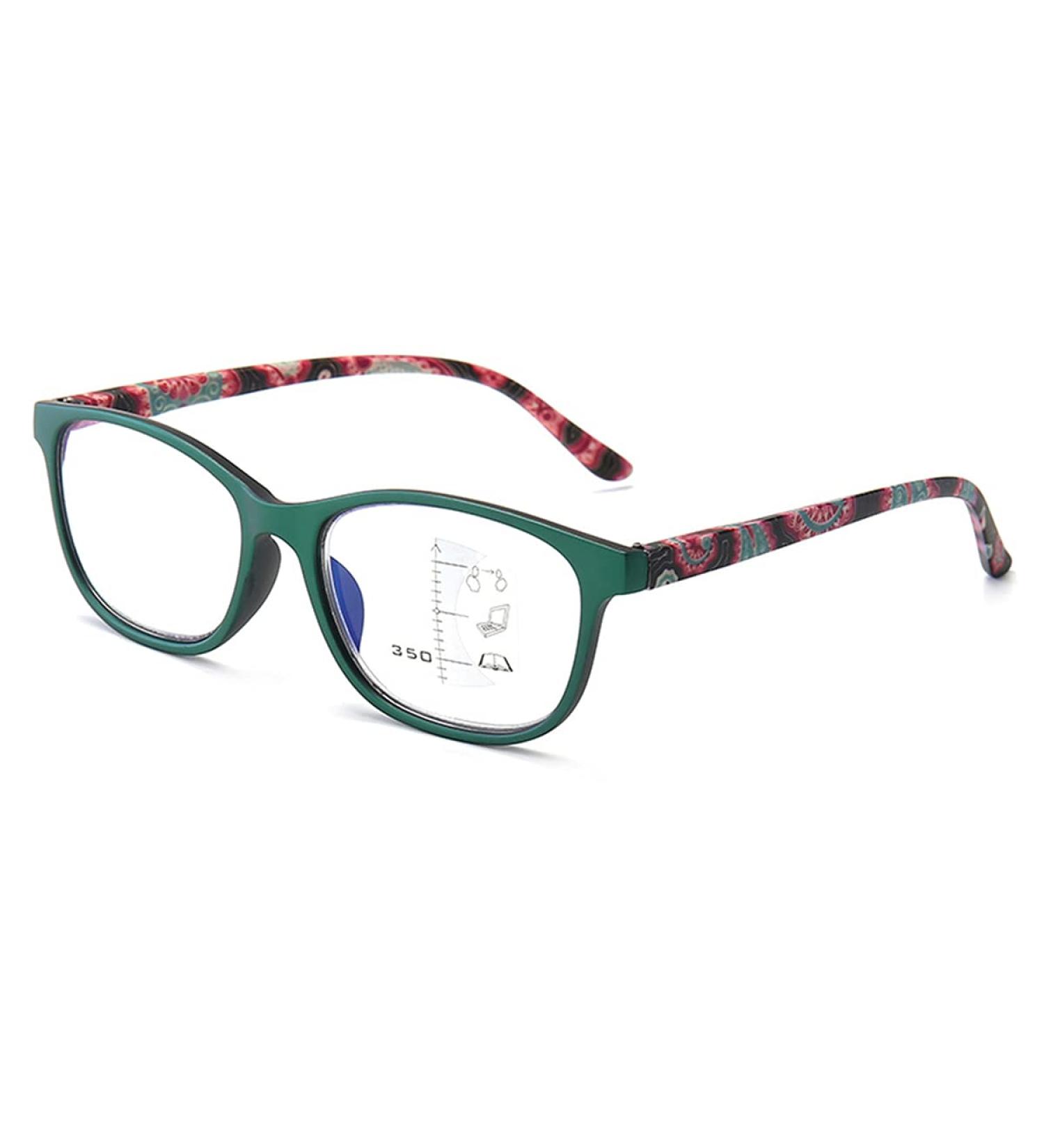 Haoxuan Progressive Multifocal Reading Glasses - Anti-Blue Smart Zoom Glasses for Medium & Older Adults | +2.00 Strength Green - Buy Online on GoSupps.com