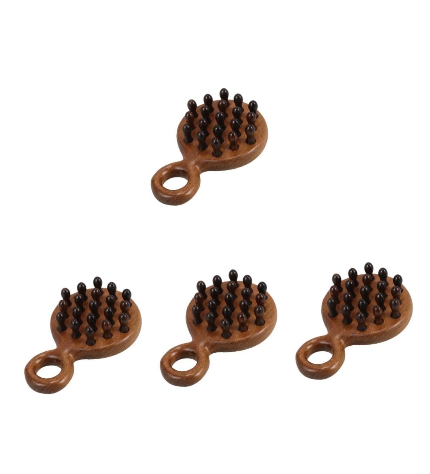 Healeeved 4-Part Wooden Ridge Comb Set for Curly Hair - Antistatic Head Massaging Design 12x8.3cm | Ideal for Reducing Hair Pimples & Curing Curly Hair Issues - Buy Online on GoSupps.com