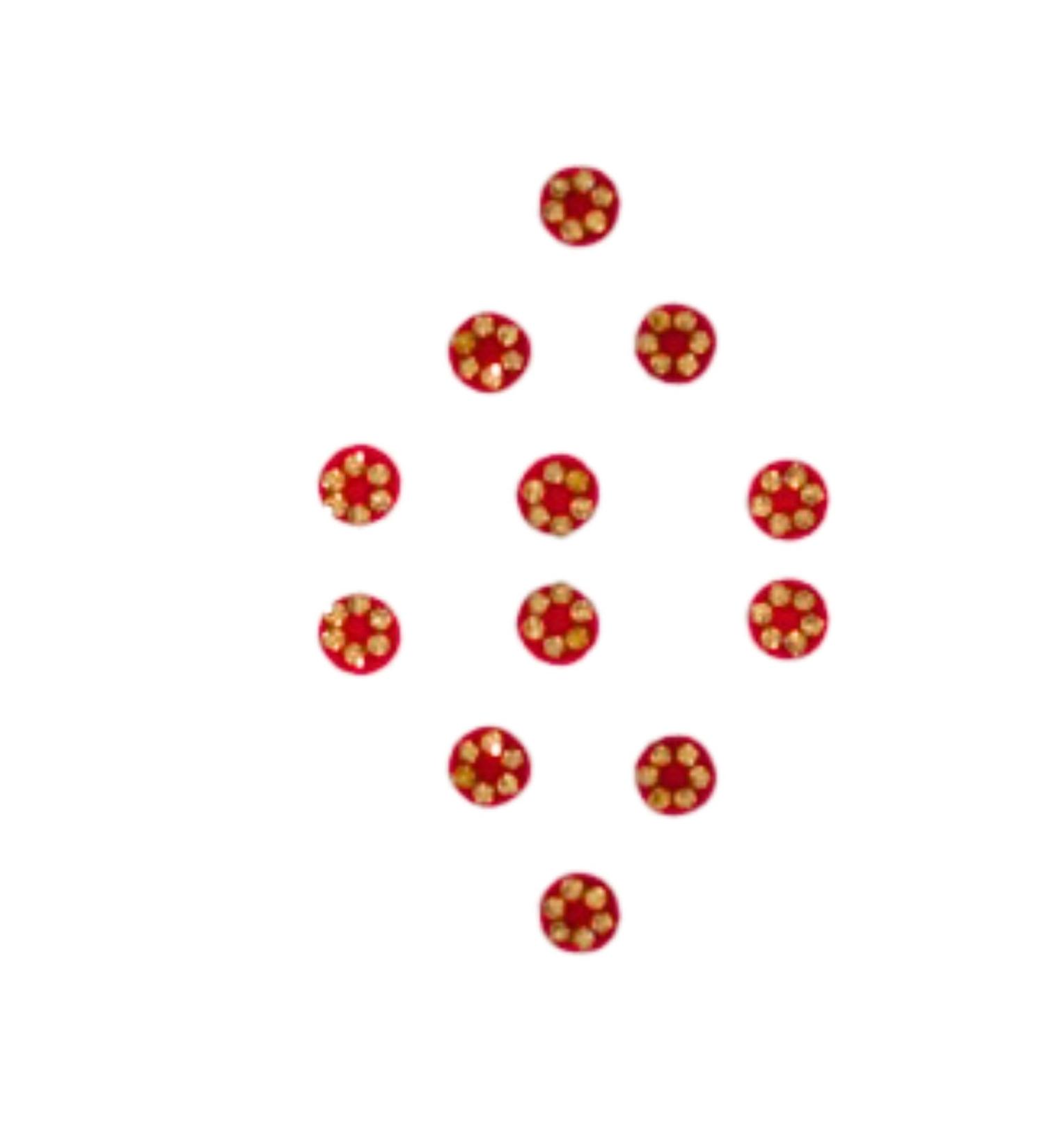 Designer Maroon Round Bindi With Stone Forehead Red Bindis (Indian Bindi)
