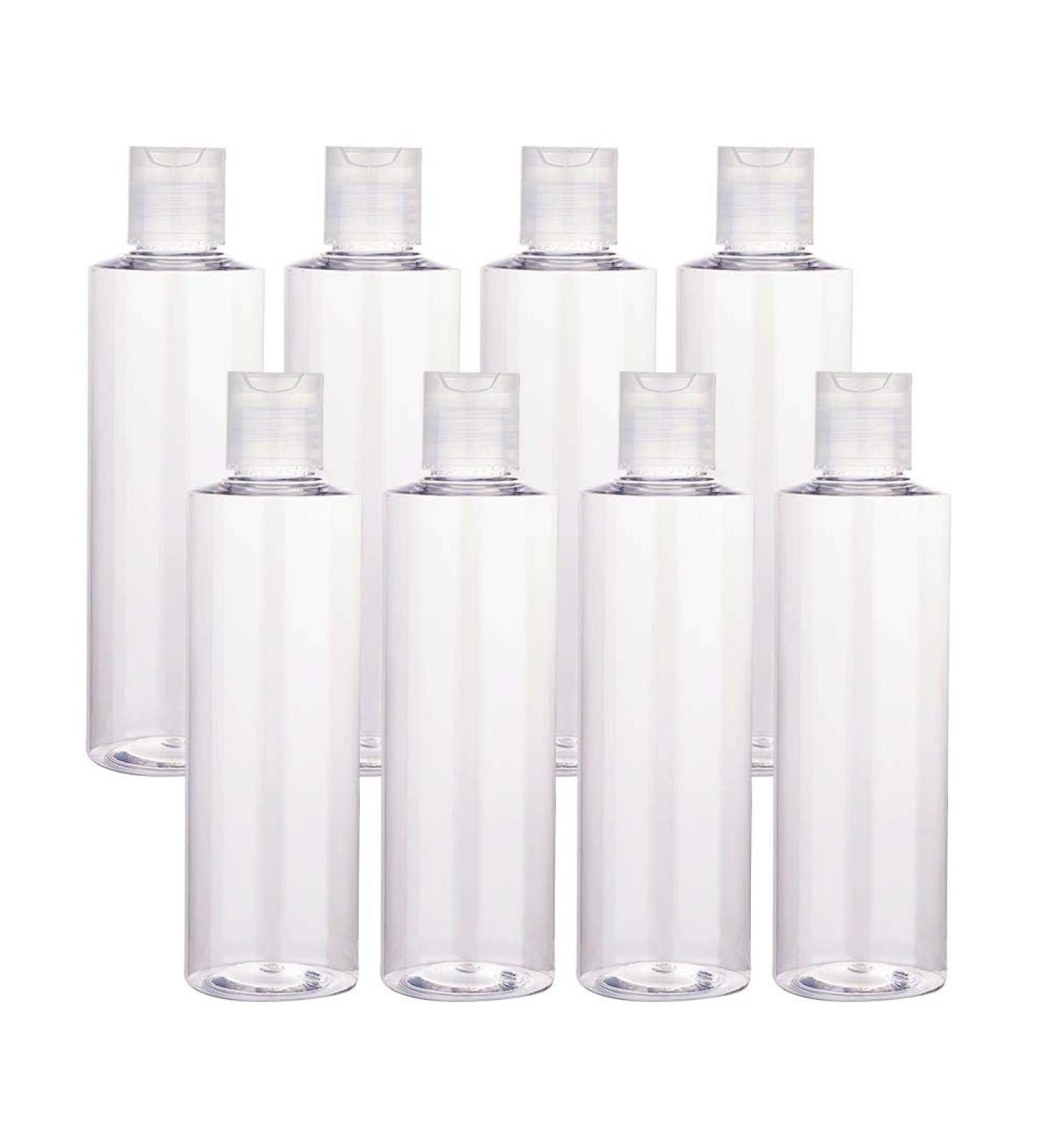 BENECREAT 8 Pack 250ml (8.45oz) Empty PET Plastic Air Flight Travel Bottles with Clear Disc Cap for Toiletries Shampoo Cosmetic Lotion Clear Cap 250ml - Buy Online on GoSupps.com