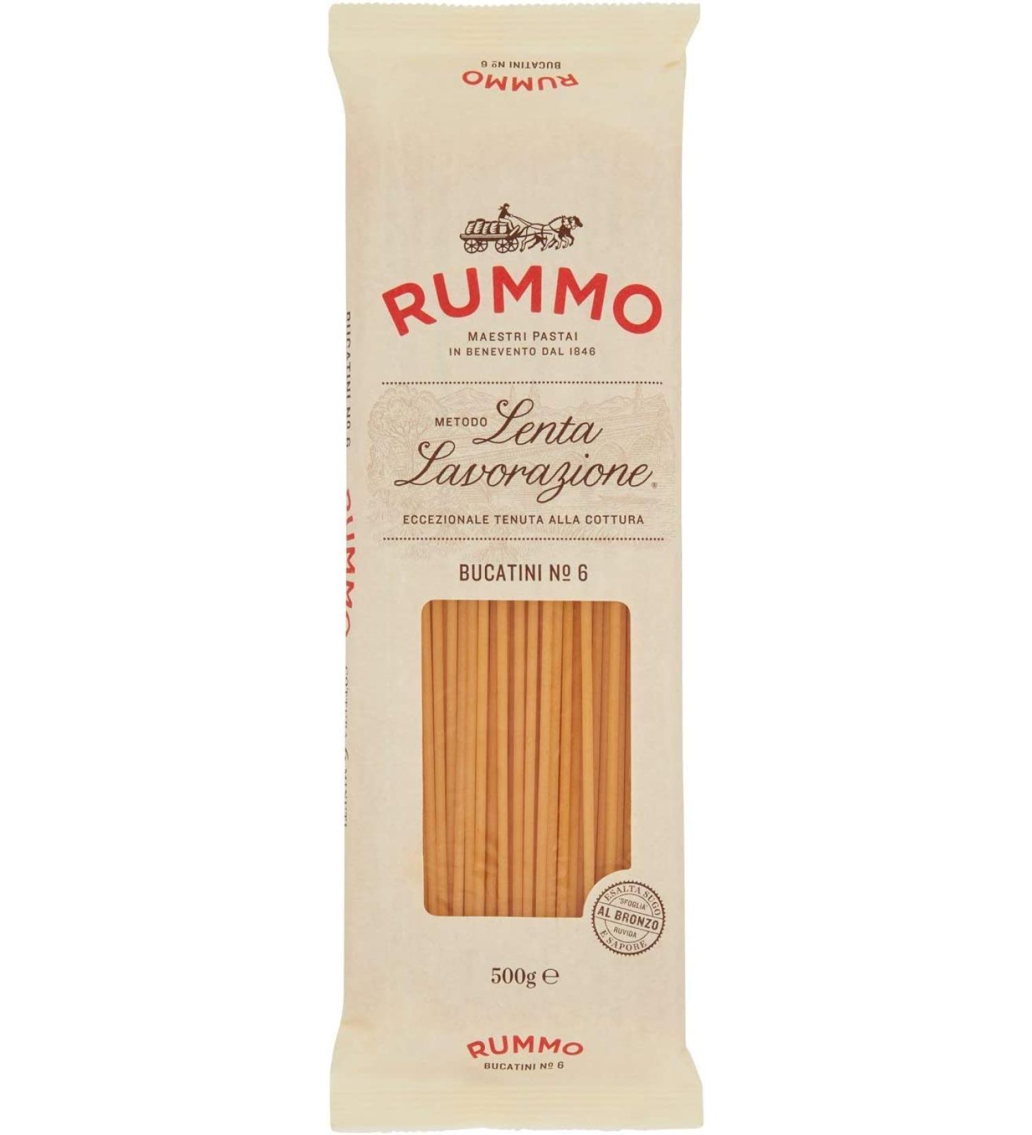  Italian Gourmet E.R. Rummo Bucatini No. 6 Pack of 5 durum wheat semolina pasta 500g + Italian Gourmet Polpa di Pomodoro 400g - Buy Online on GoSupps.com