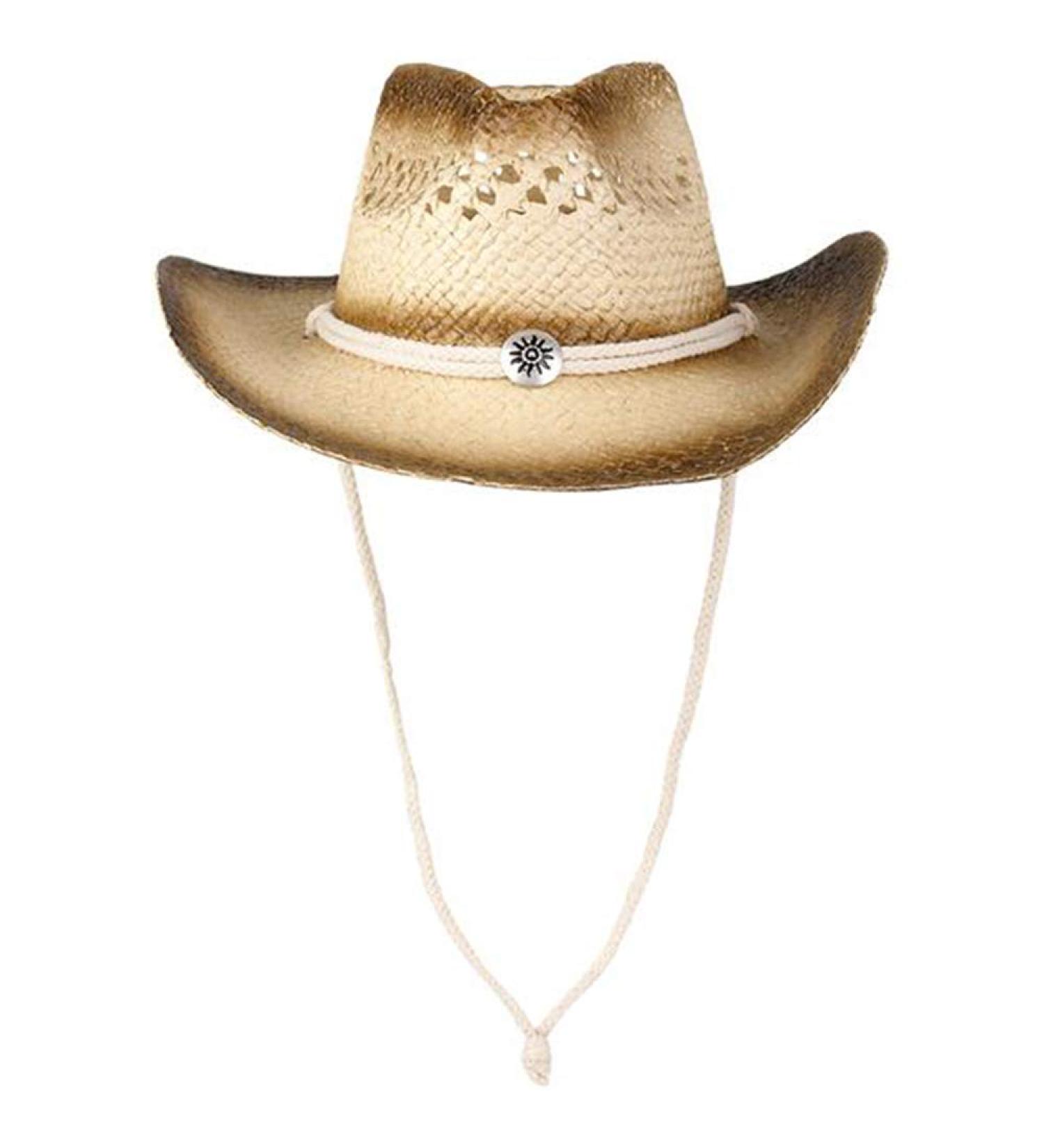 ArtCreativity Straw Cowboy Hat for Teens and Adults - Cowboy Costume Hat with Chinstrap and Sunburst Pendant - Perfect for Dress Up Parties and Concerts - Buy Online on GoSupps.com