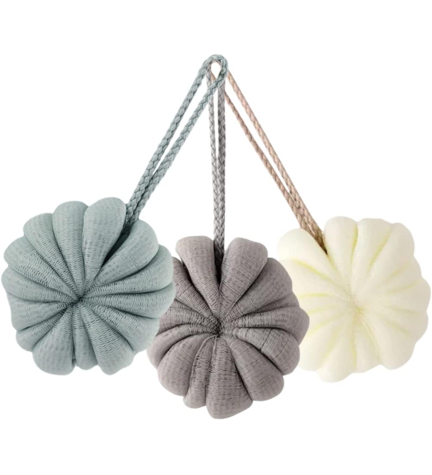 Buy Pack of 3 Exfoliating Shower Loofahs with Hanging Rope Ideal for Home & Hotel Bathing - Buy Online on GoSupps.com