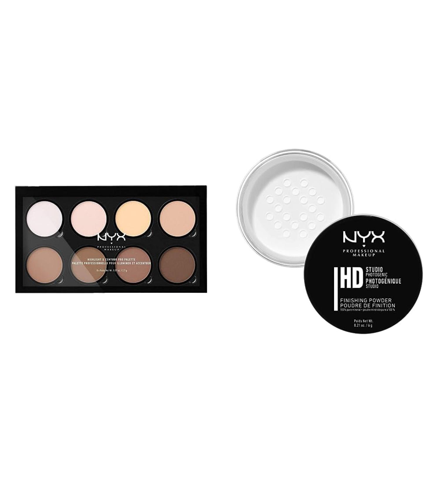 NYX Professional Makeup Highlight & Contour Pro Palette | Vegan Translucent Powder Set Bundle - Matte Finish Oil-Absorbing International Shipping Available - Buy Online on GoSupps.com