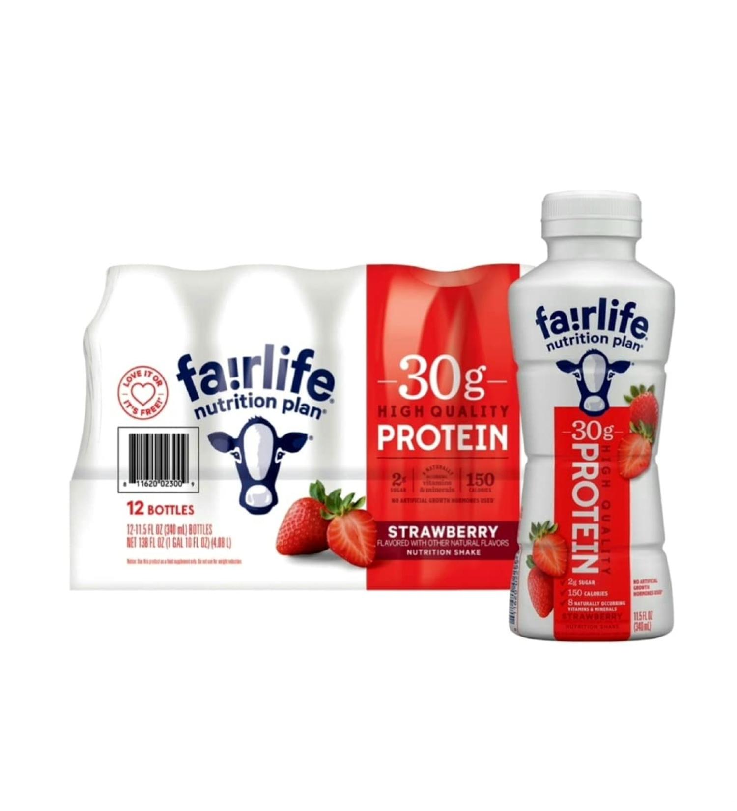 Fair Life Fairlife Protein Shake Strawberry Nutrition Plan 30g Protein 11.5 FL OZ (Pack of 12) Strawberry 11.5 Fl Oz (Pack of 12) - Buy Online on GoSupps.com