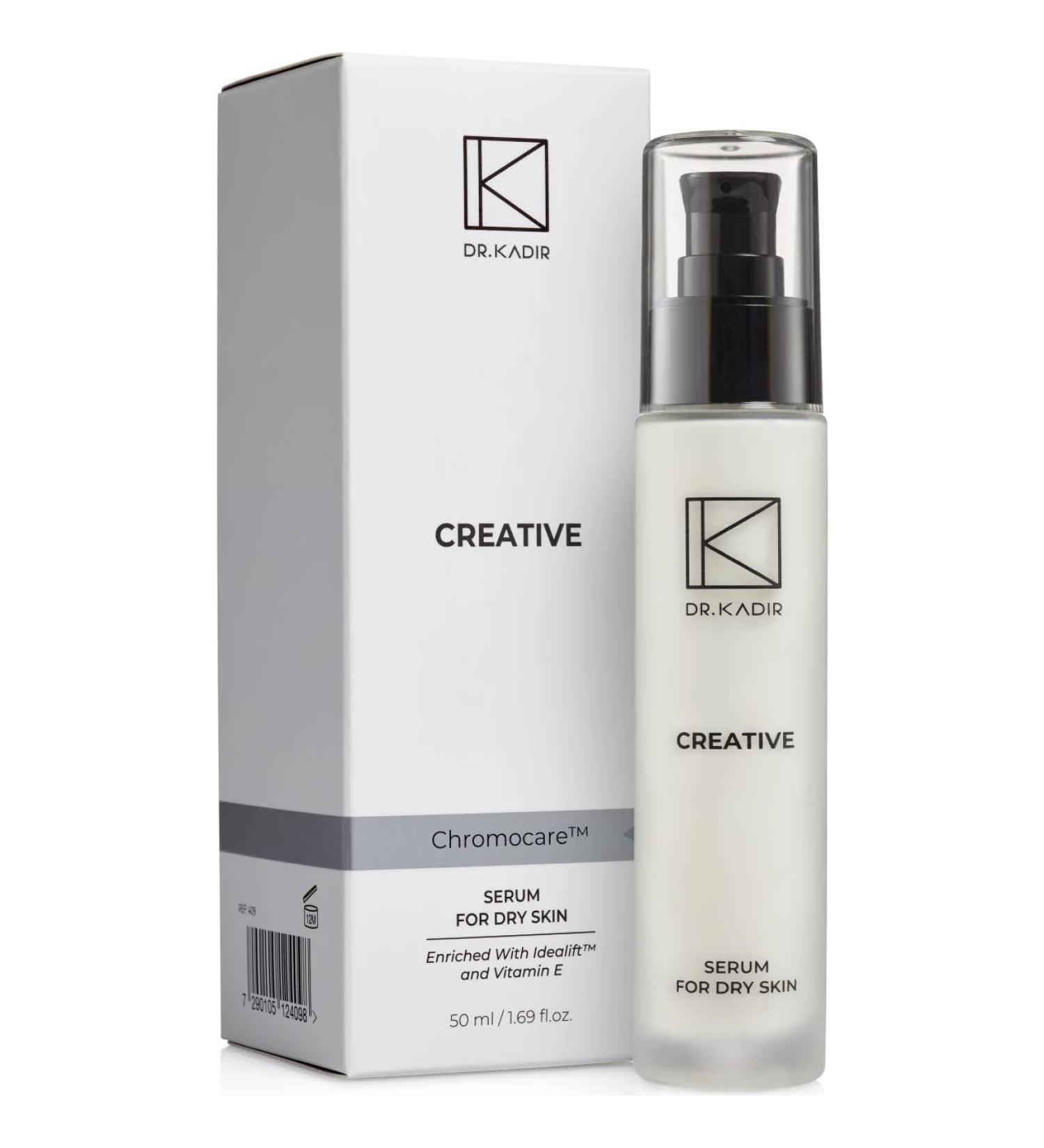 Dr. Kadir Creative Serum for Dry Skin Face Serum with Idealift Chromocare and Vitamin E Moisturizing Anti-Aging Emulsion for Mature and Dry Skin Firms Brightens Reduces Wrinkles 1.7 fl oz
