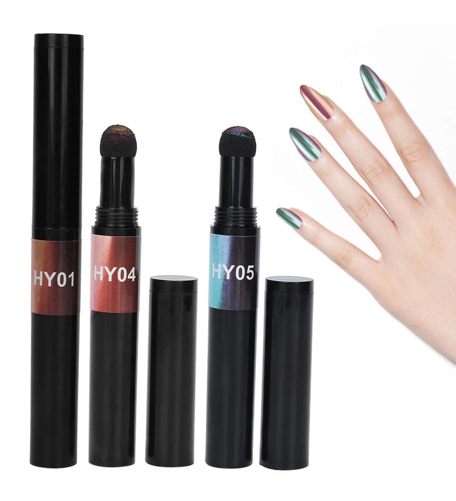 Shop 3PCs Holographic Nail Magic Powder Pen | Easy Nail Art & Eyeshadow | Perfect for Home Salon Decoration - Buy Online on GoSupps.com