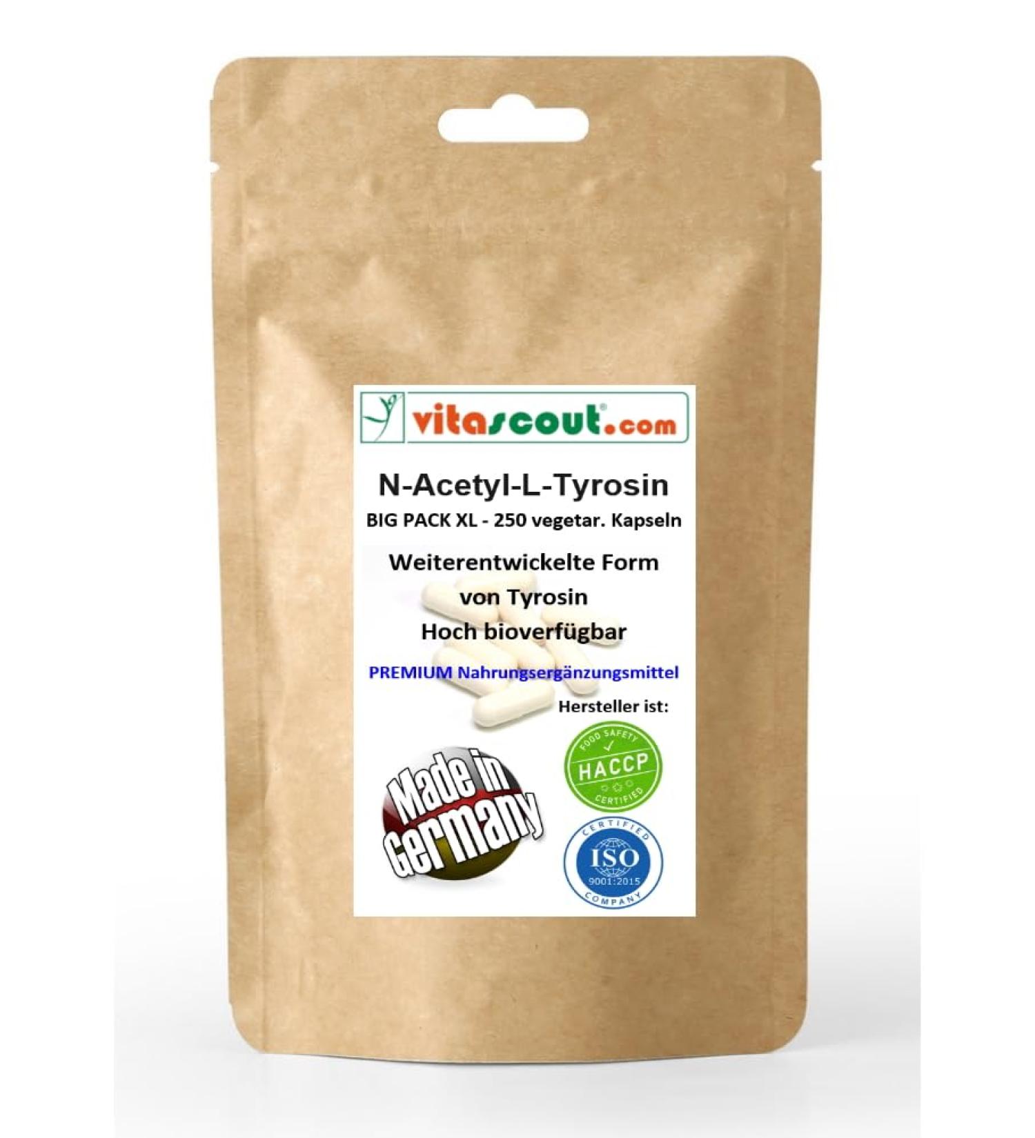 N-Acetyl L-Tyrosine 500mg | 250 Veg Capsules | Essential Amino Acids | Non-GMO | Made in Germany | Enhance Cognitive Function - Buy Online on GoSupps.com