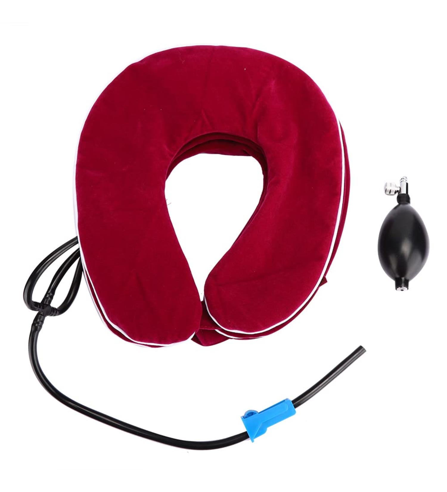 Inflatable Cervical Neck Traction Device for Neck Pain Relief - Rose Red - Buy Online on GoSupps.com