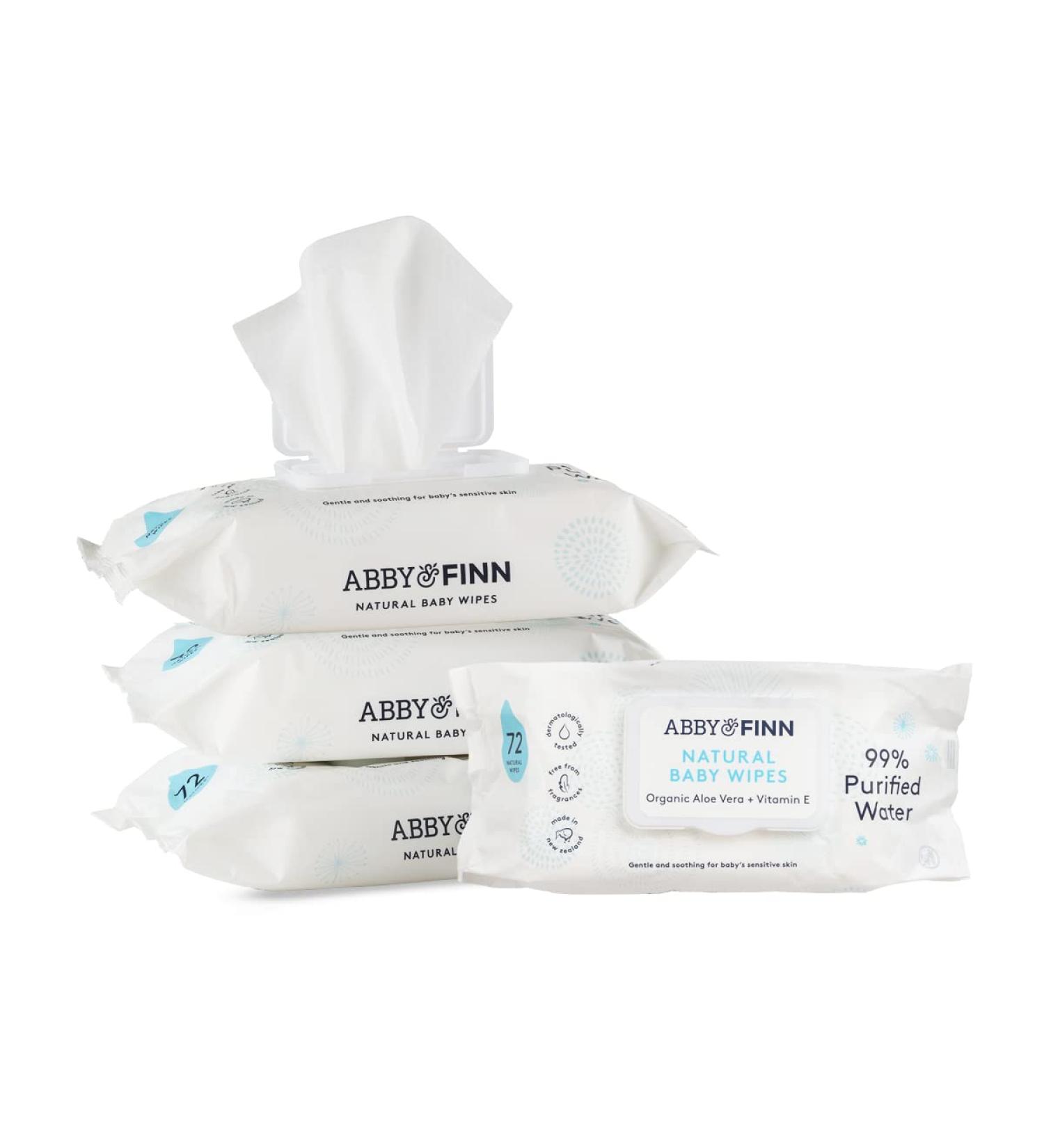ABBY&FINN Natural Unscented Baby Wipes - Sensitive Water Based Diaper Wipes - 288 Total Wipes (4 Pop-Top Packs, 72 Count each) - Buy Online on GoSupps.com