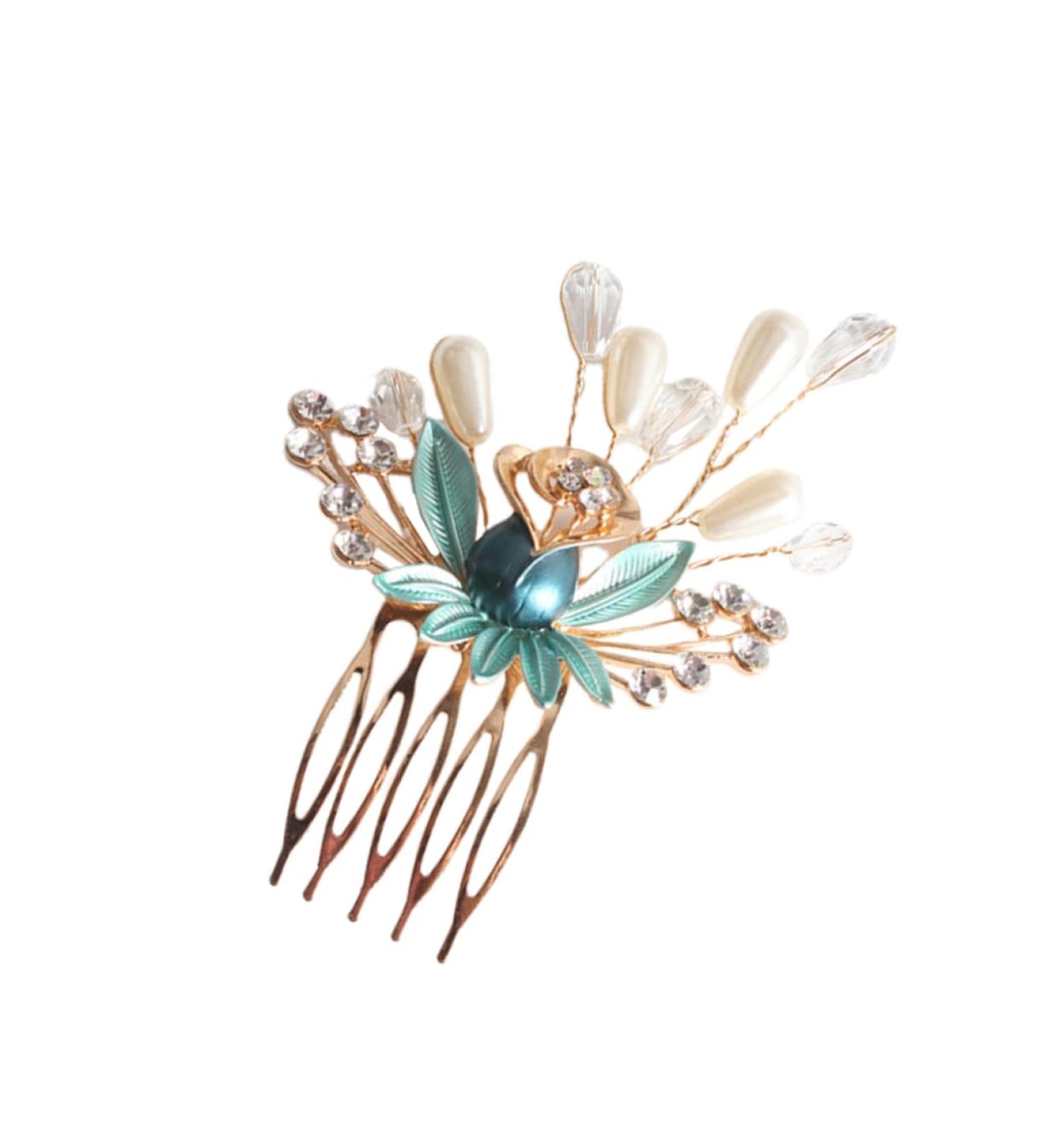 Housoutil Bridal Headdress Crystal Flower Comb Wedding Hair Comb Hair Comb Headpiece Crystal Headpiece Small Hair Combs Crystal Rhinestone Tiara Pearl Hair Comb Manual Bride - Buy Online on GoSupps.com