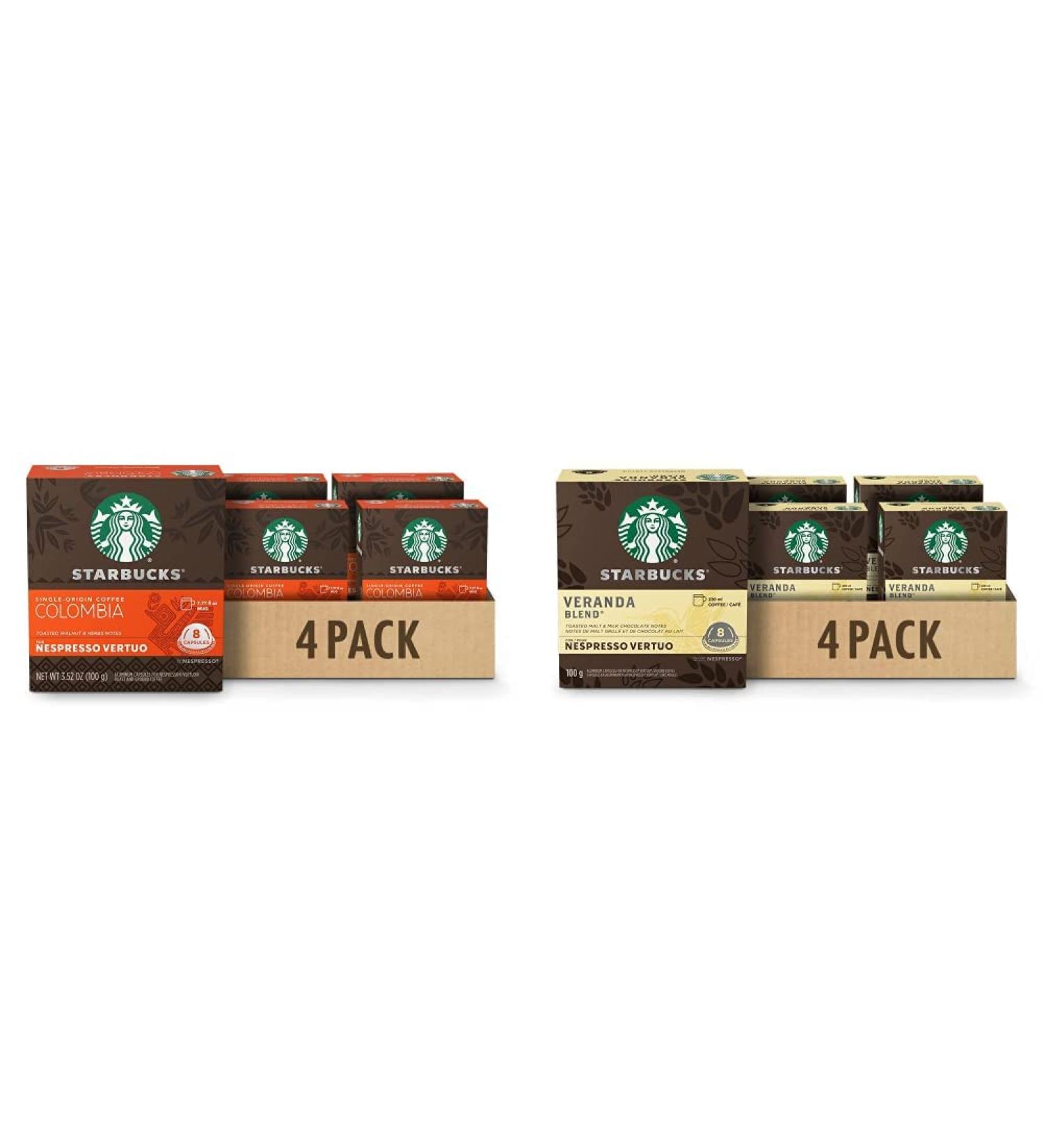 Starbucks By Nespresso Single Origin Columbia Coffee Pods 32 Count & Veranda Blend for Nespresso Vertuo Blonde Roast Coffee Pods 8 K-Cup Capsules Pack of 4 - Buy Online on GoSupps.com
