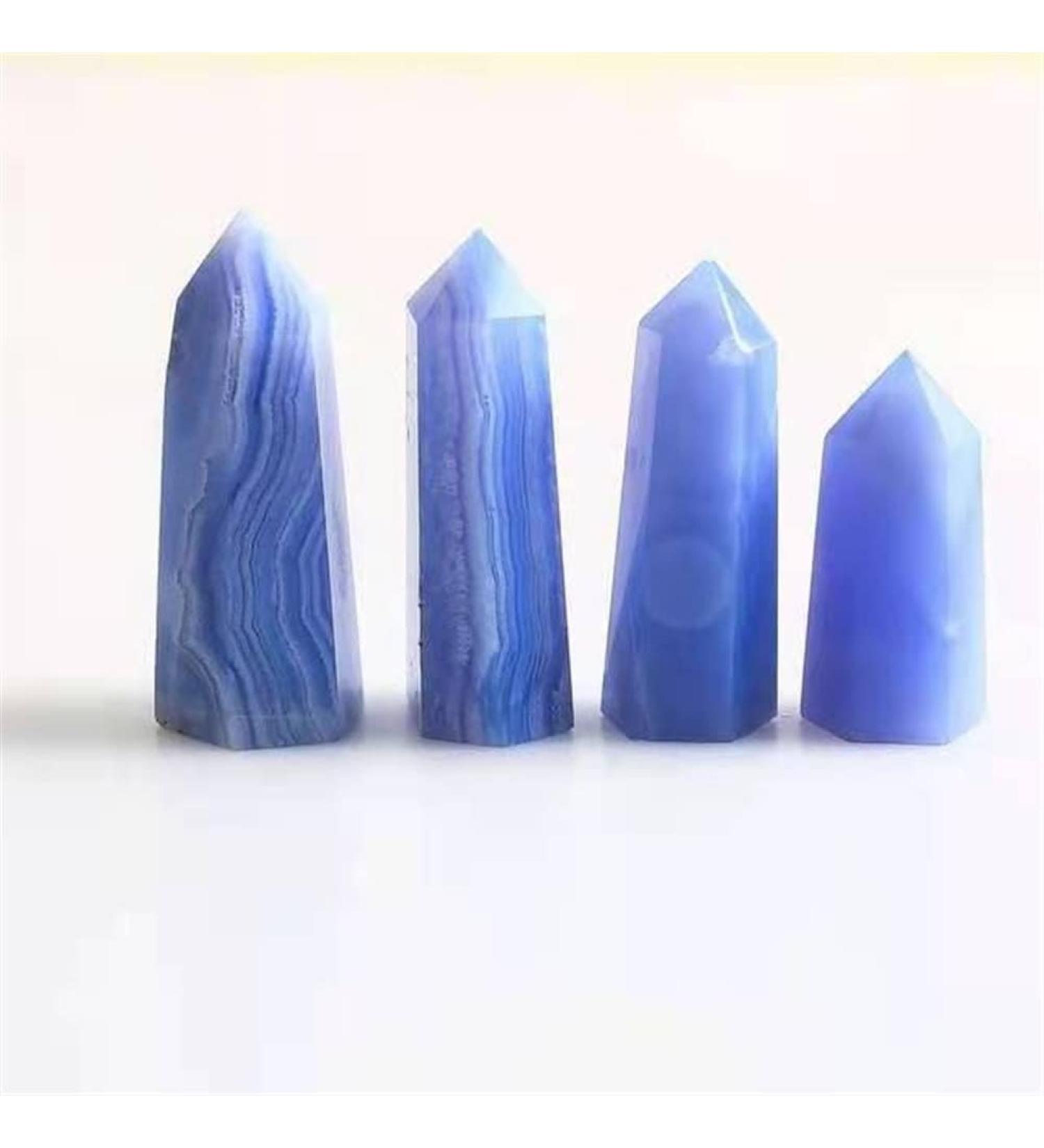 1pc 55mm-80mm Natural Crystal Tower Blue Lace Agate Towers Quartz Point for Feng Shui Suitable for Home Crystals Raw Stones and Minerals Stone Mineral Specimen - Buy Online on GoSupps.com
