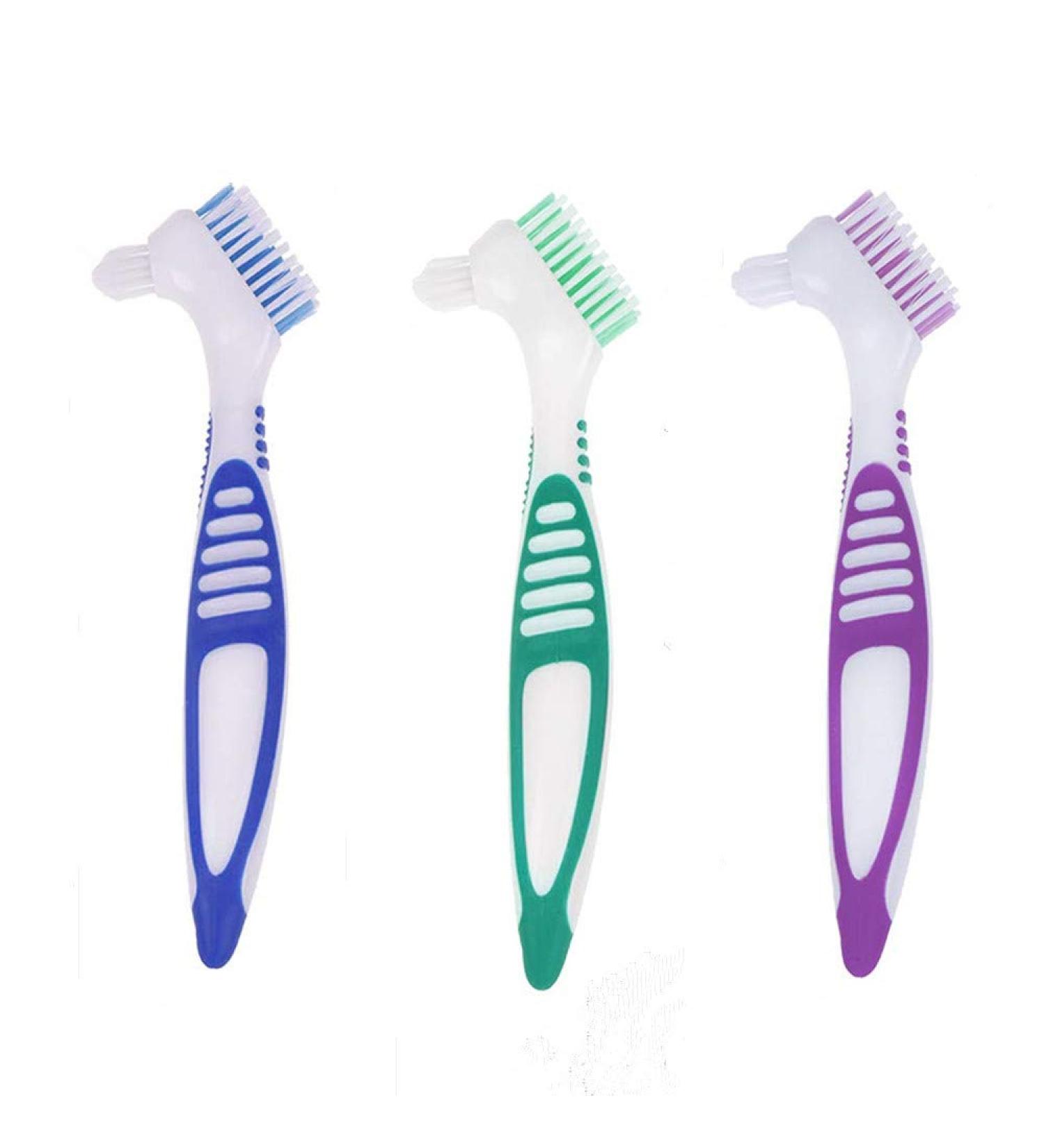 Denture Cleaning Brush Set - Portable False Teeth Care with Soft Bristles (3 Pcs) - Buy Online on GoSupps.com
