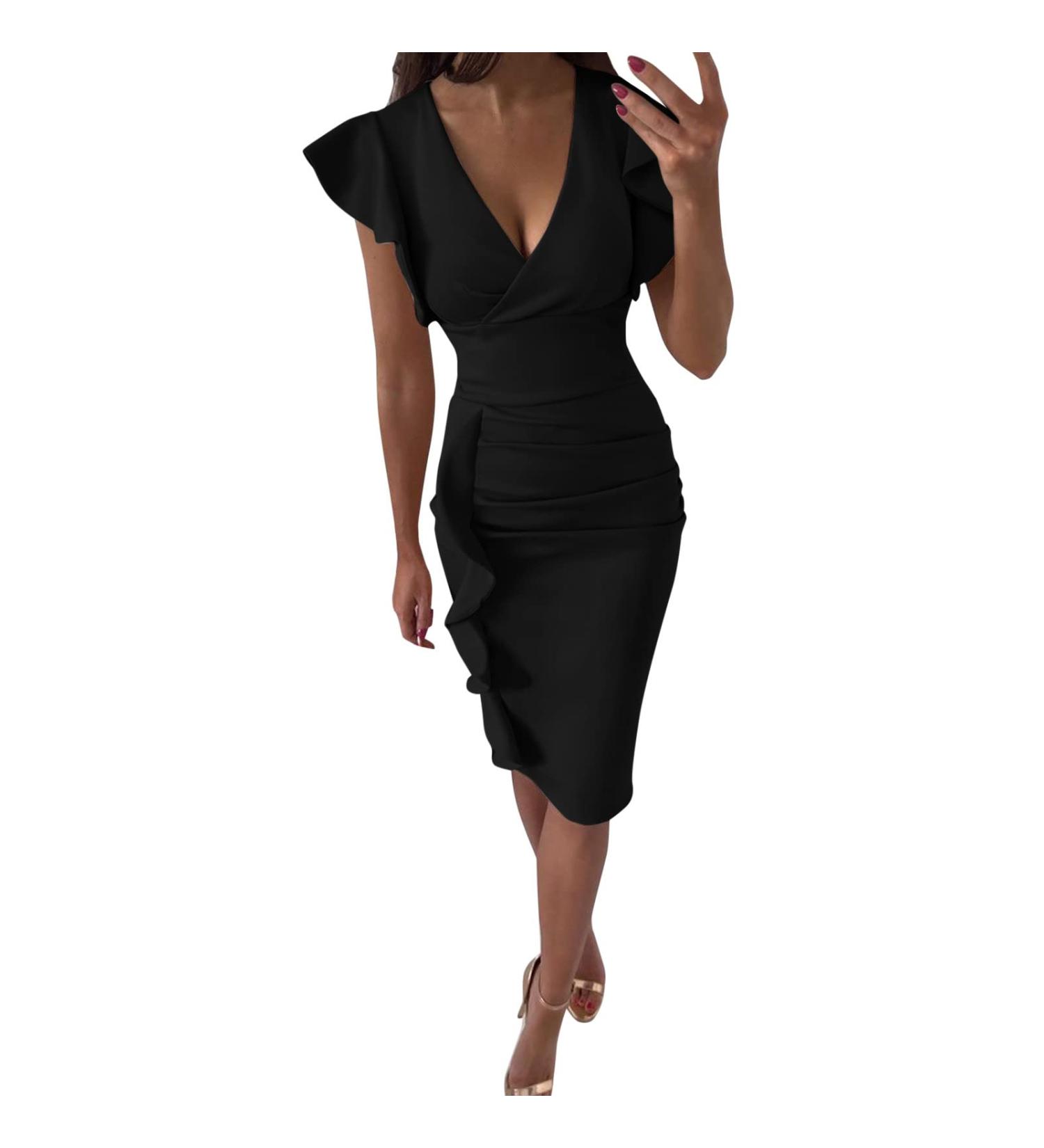 Briskorry V-Neck Floral Summer Dresses for Women | Elegant Bustier Festival Party Dresses with Ruffled Hems & Sleeves - Buy Online on GoSupps.com