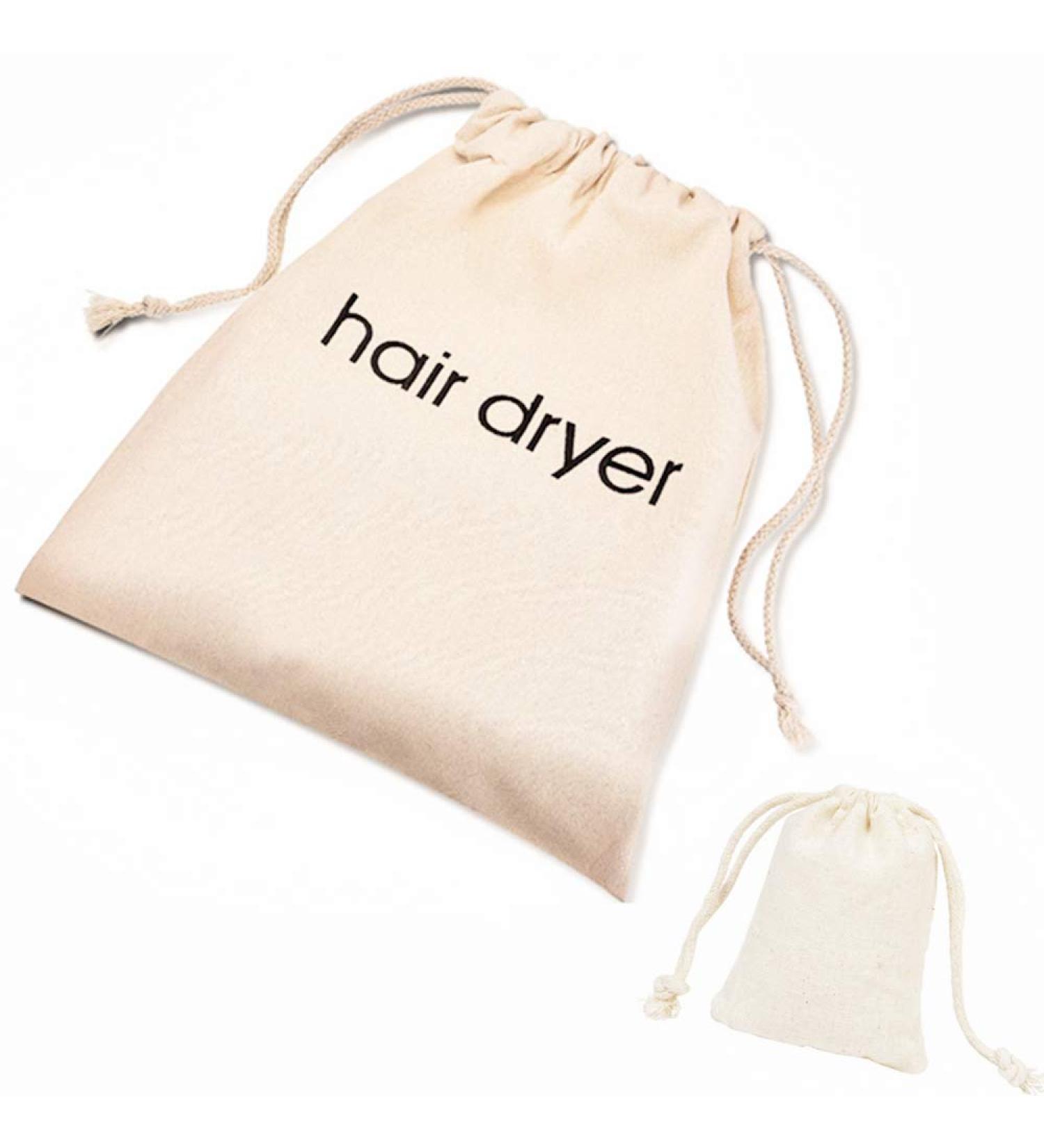 Cotton Hair Dryer Bags - Set of 2 | Drawstring Container for Hairdryer & Nozzle Attachment | Organizer for Hair Dryer Accessories - Buy Online on GoSupps.com