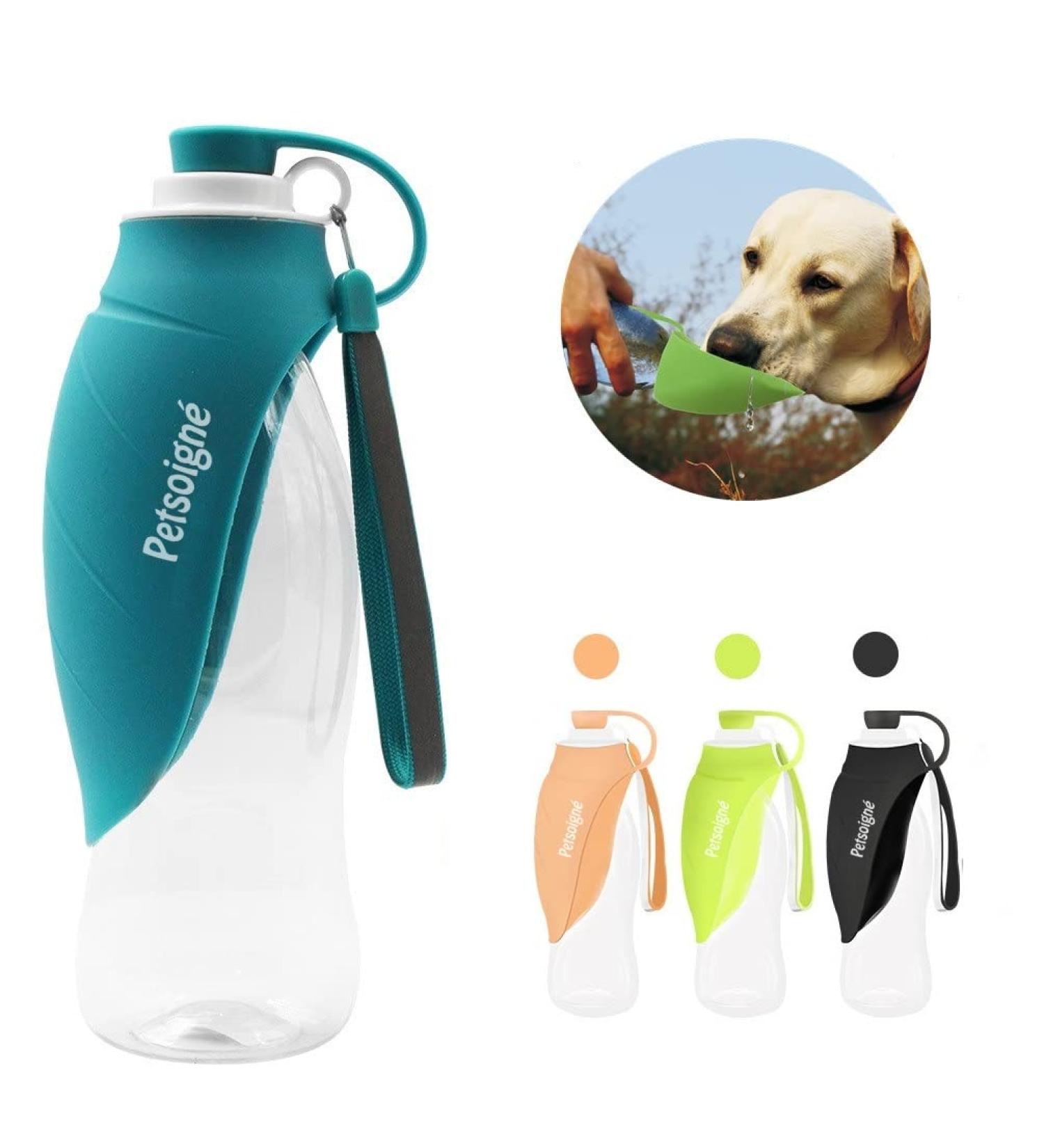 Petsoign Portable Dog Water Bottle | Silicone Travel Drinking Bottle for Outdoor Adventures - Blue - Buy Online on GoSupps.com