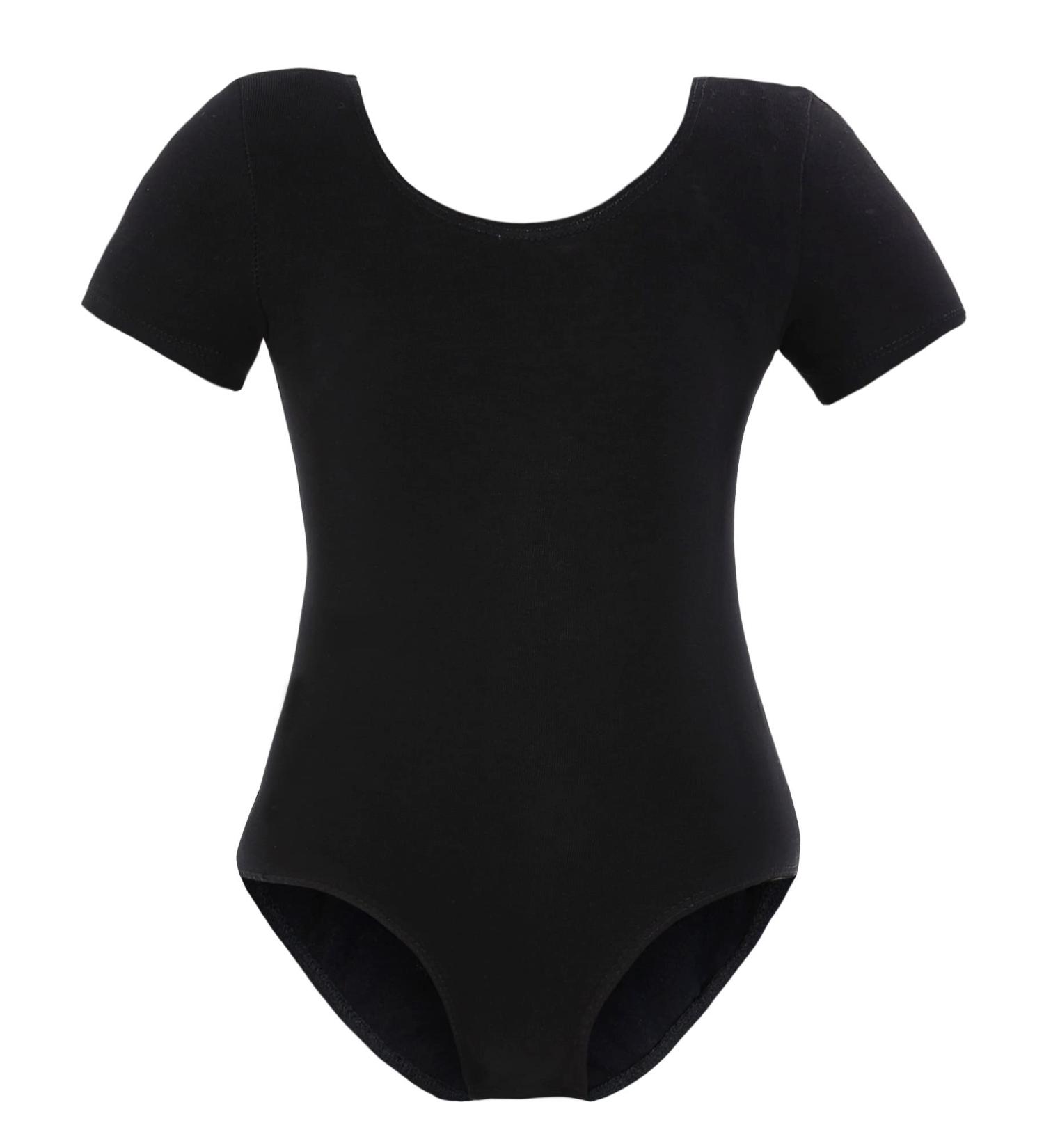 Domusgo Girls Short Sleeve Leotard | Breathable Cotton Dancewear for Children | Black Pink White | Size 7-8 Years - Buy Online on GoSupps.com
