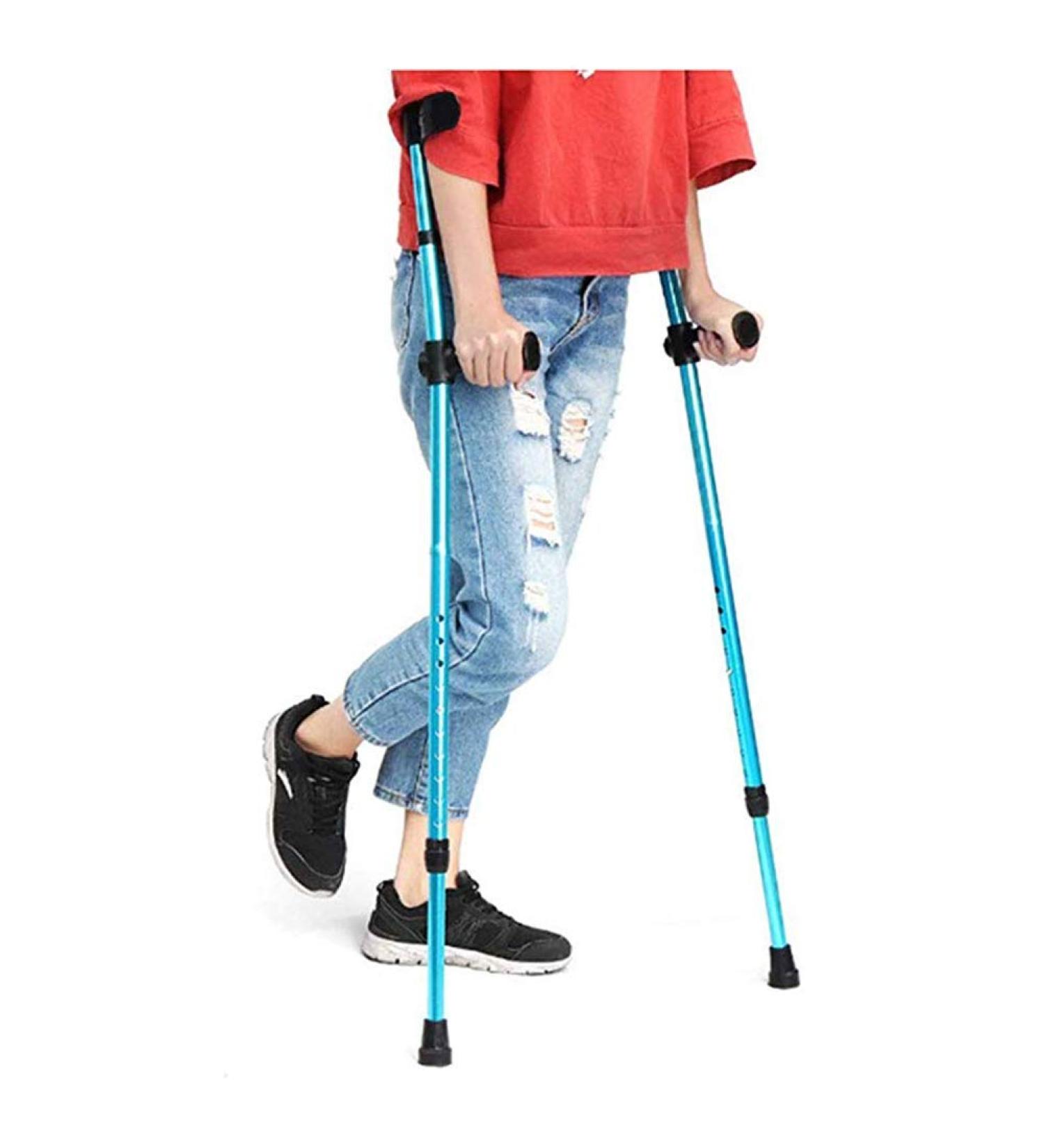 Crutches Medical Adults Adjustable Crutches Aluminum Crutches Adult Pair of Crutches Adjustable Support Forearm Cane question Marche Mobility Assistance Beautiful Scenery Bathing in Sunlight - Buy Online on GoSupps.com