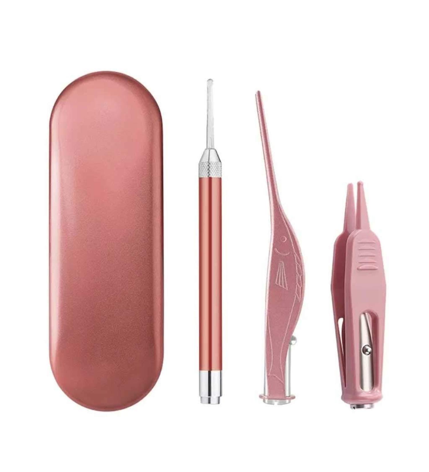 LUKEO 3Pcs LED Earpick Ear Wax Removal Tools Set with Case - Gentle Nose Cleaning Clip for Baby & Adults - Buy Online on GoSupps.com