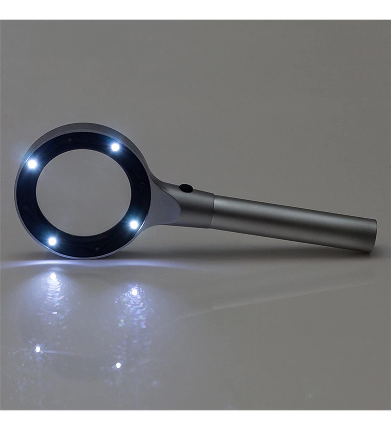 Lightweight Magnifying Glass 5X High-Definition Handheld Zinc Alloy All-Metal Optical Glass Magnifier with 8Led Lights for Lighting Reading Books Lofty Ambition - Buy Online on GoSupps.com
