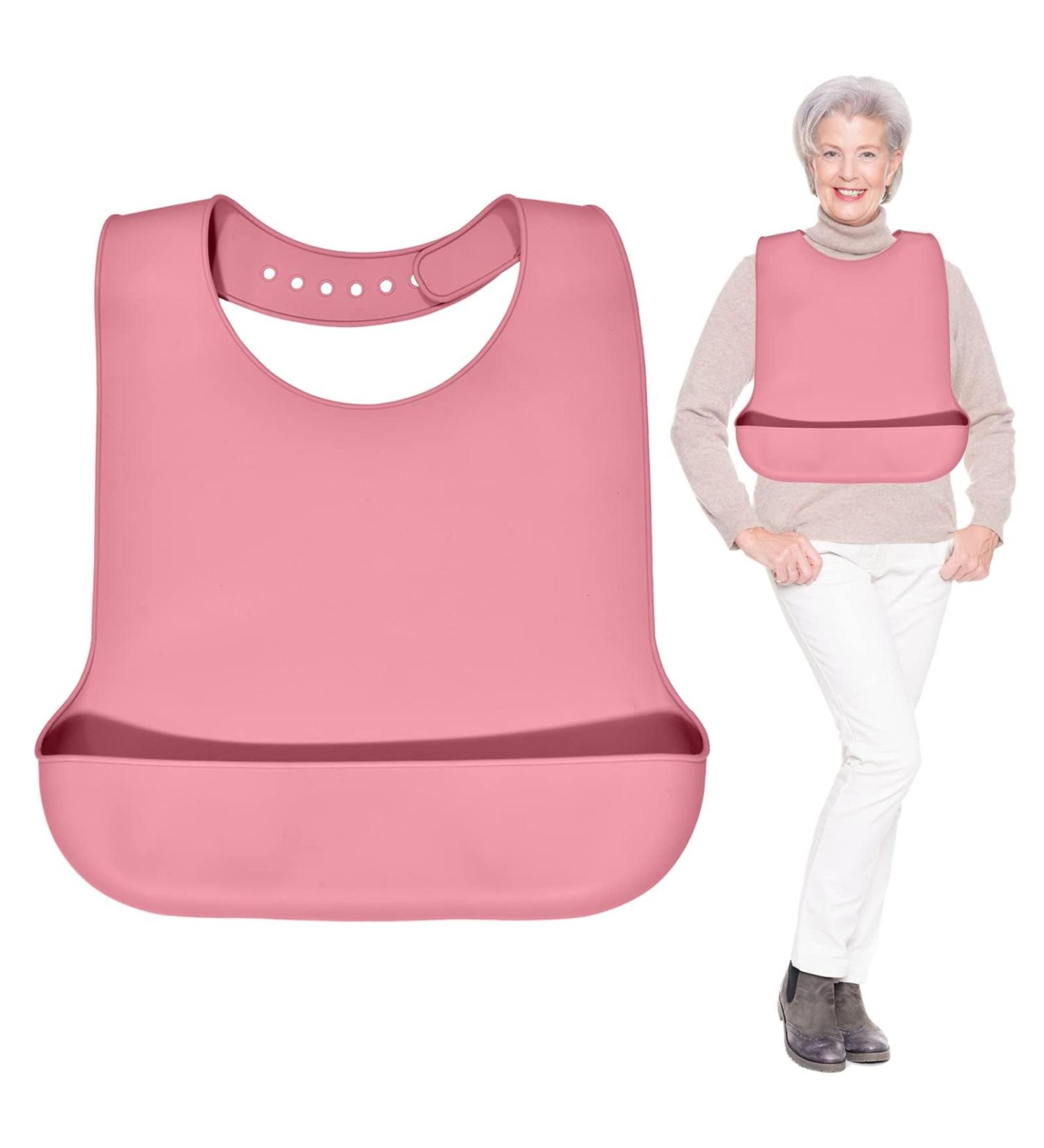 Silicone Adult Bibs for Elderly Adjustable Adult Bibs for Men Women Washable Adult Silicone Bibs with Crumb Catcher bibs - Buy Online on GoSupps.com